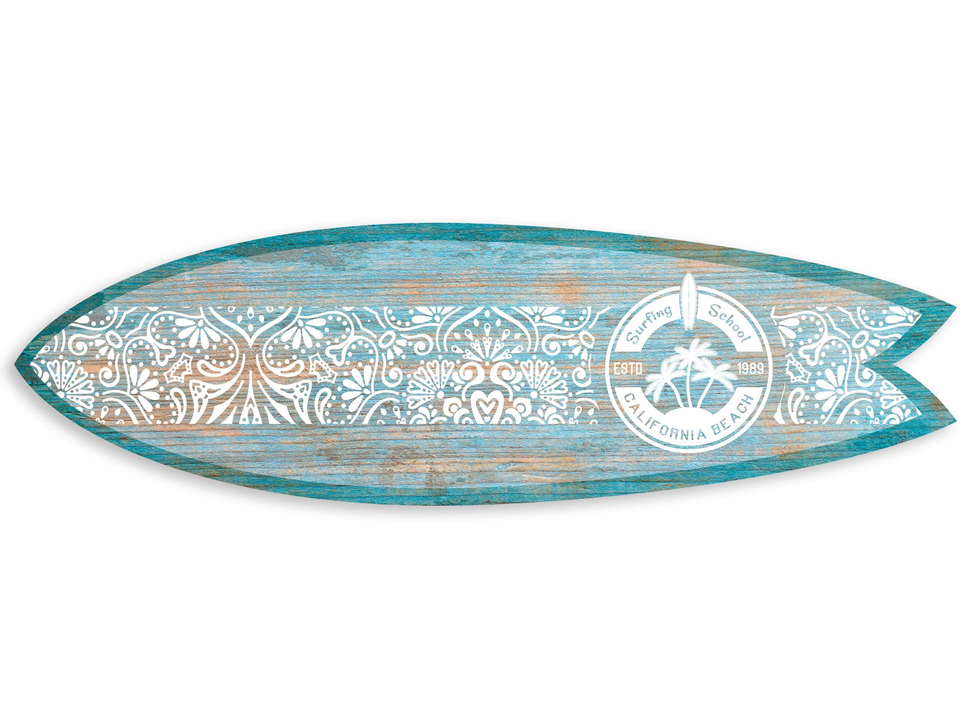 DECLINA, Tabla de surf decorativa, decoración de pared, impresión en aluminio, tabla de surf decorativa California Beach, 100x30 cm
