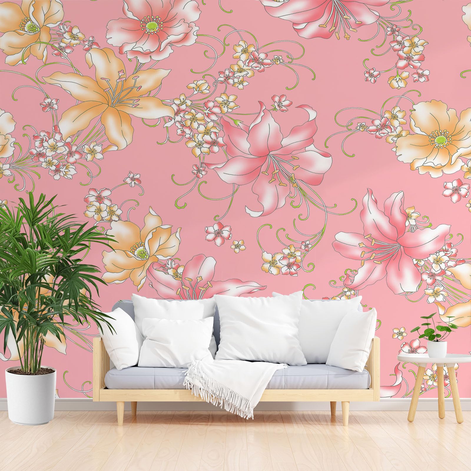 Papier Peint Fleur de Lys Tapisserie 3D Salon Moderne 200x140cm