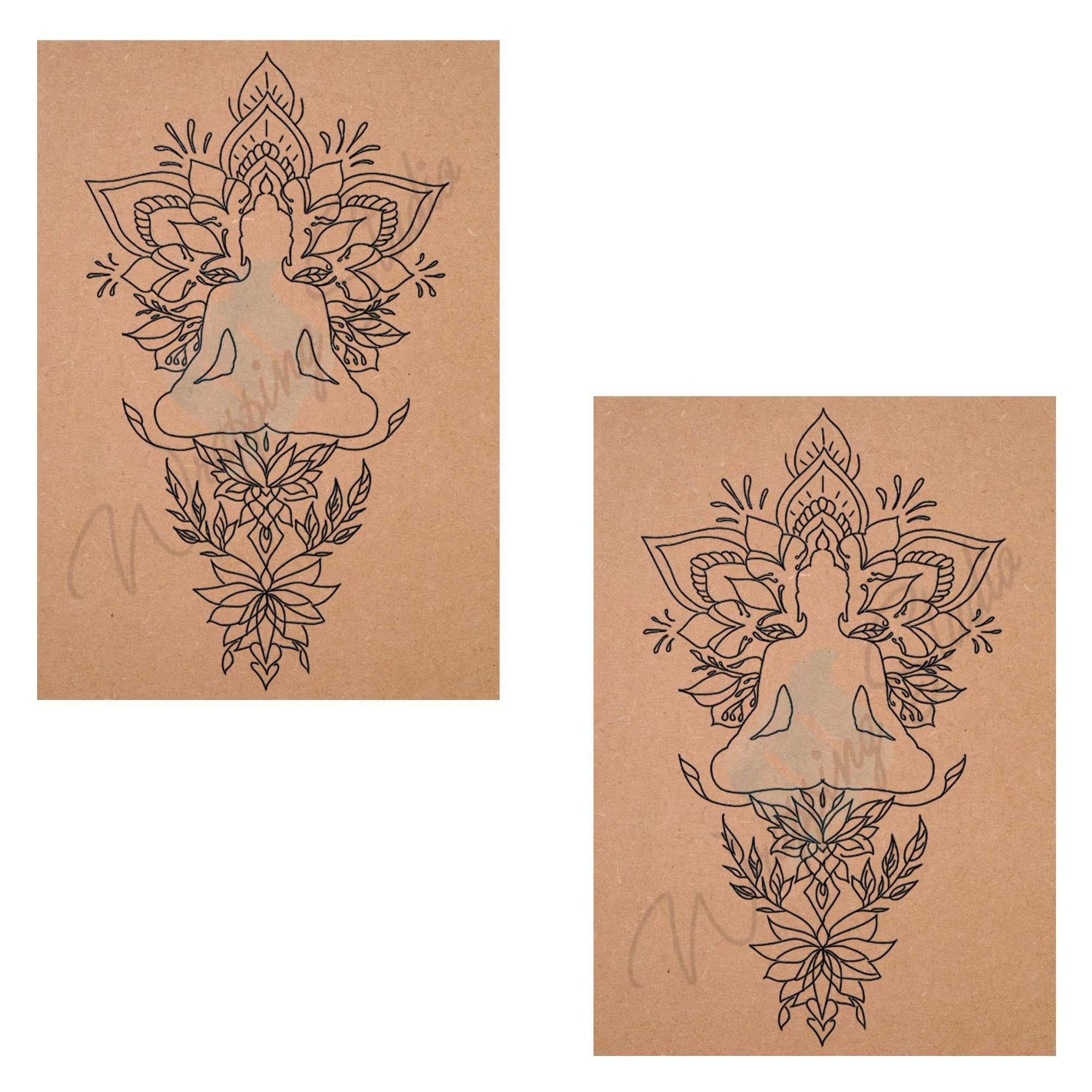 WRAPPING STUDIO MDF Board for Lippan Art - Pre-Marked Buddha Design Cutouts for Craft, Painting, DIY Projects - Eco-Friendly MDF Wood, 31x20 cm, Ideal for Creative Gift Ideas, Set of 2-image-32