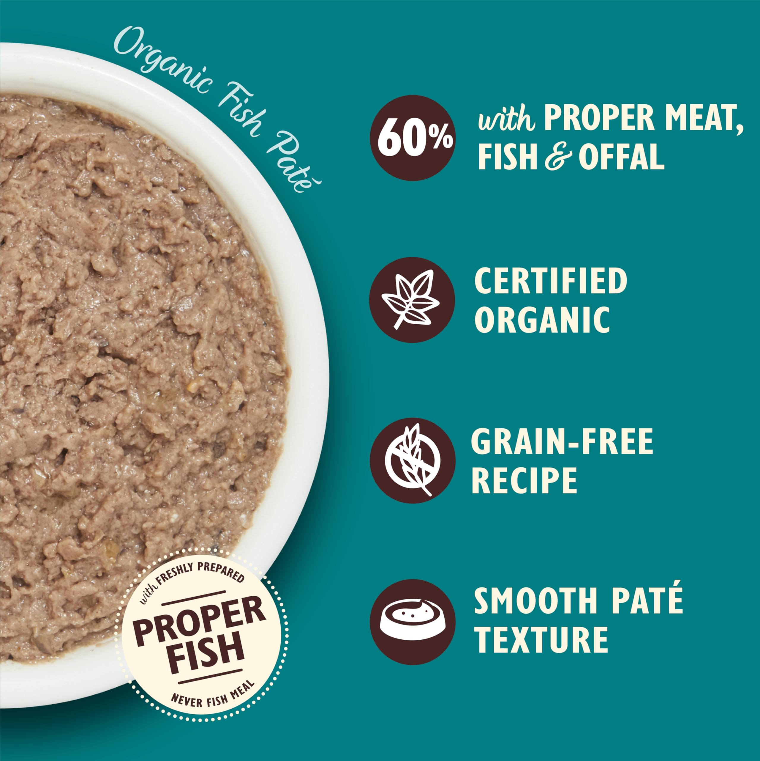 Lily's Kitchen Con ingredienti naturali Vaschetta di paté umido per gatti adulti Pesce biologico Ricetta senza cereali 19 x 85g