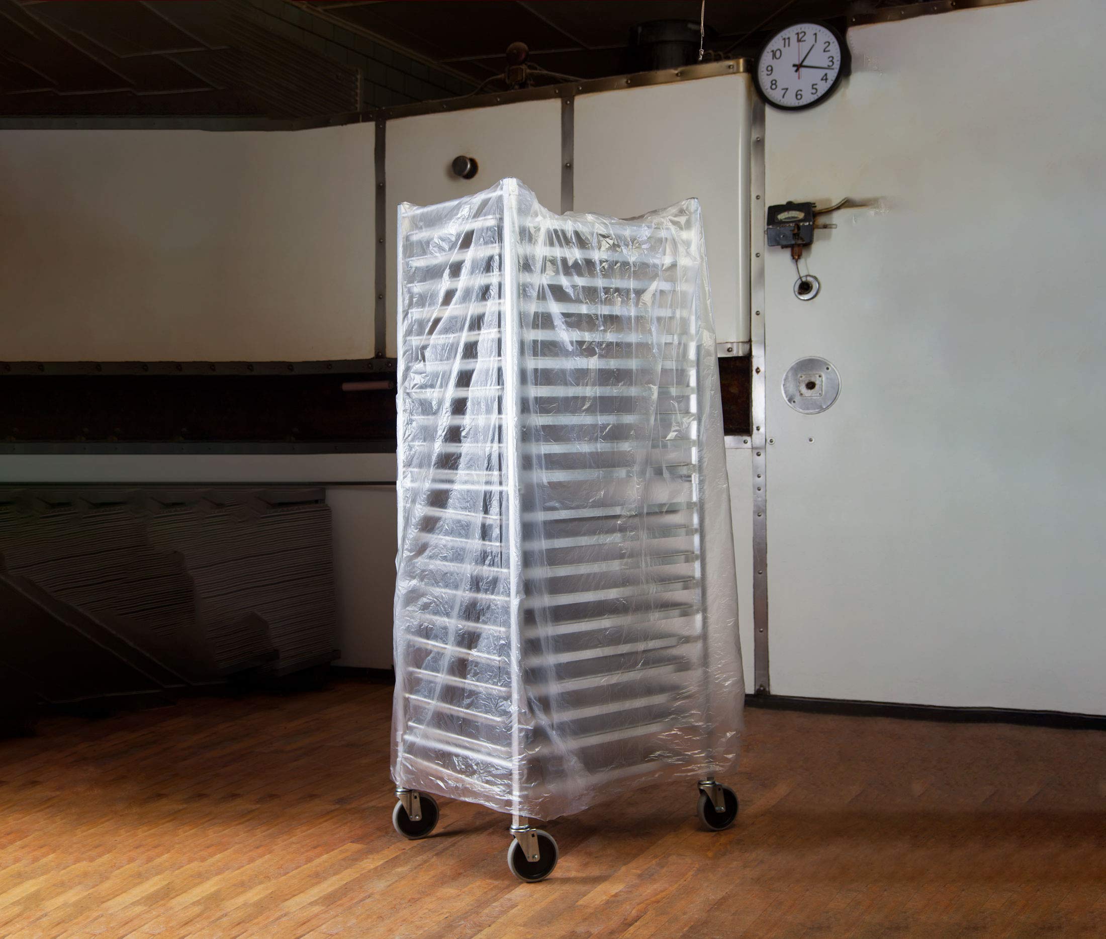 Bun Pan Rack Cover with Open End for Standard 52" x 80" Racks 50/Case by Polynova Nissen – Plastic, Clear, Model 7091200