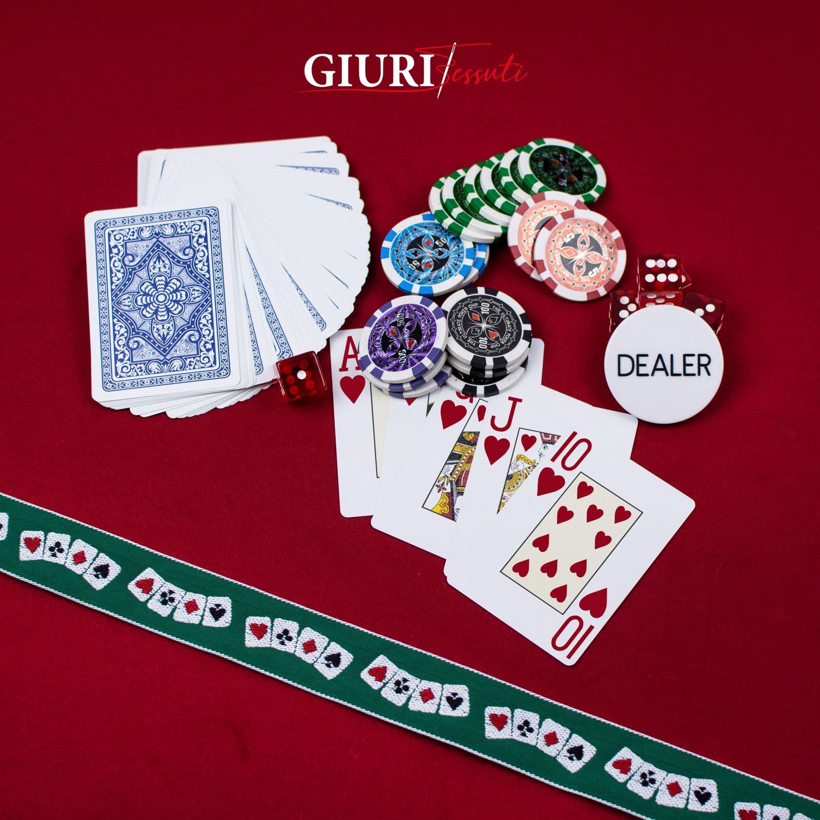 Tessuto Vegas Per Tavolo Da Gioco – Panno Professionale Per Poker, Blackjack E Giochi Di Società, 280x145 Cm, Verde Pino