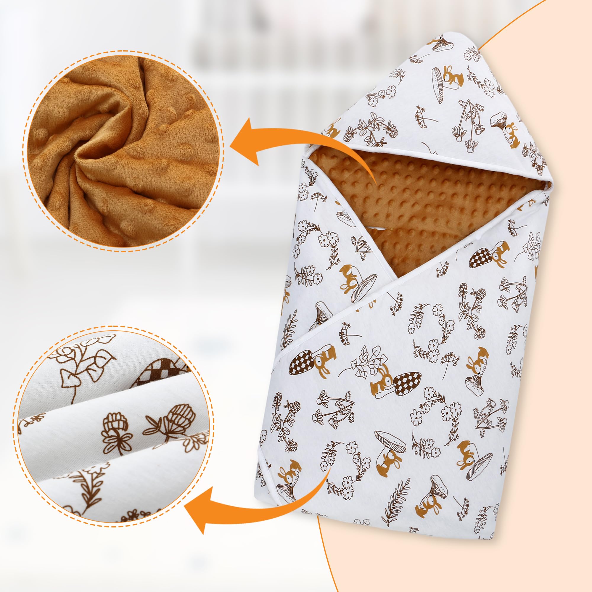 Miracle Baby Copertina Invernale Coperta Avvolgente per Ovetto 90x90cm Copertina Neonato per Seggiolino Auto e Passeggino Coperta per Bambini, Bifacciale e Morbida, Conigli