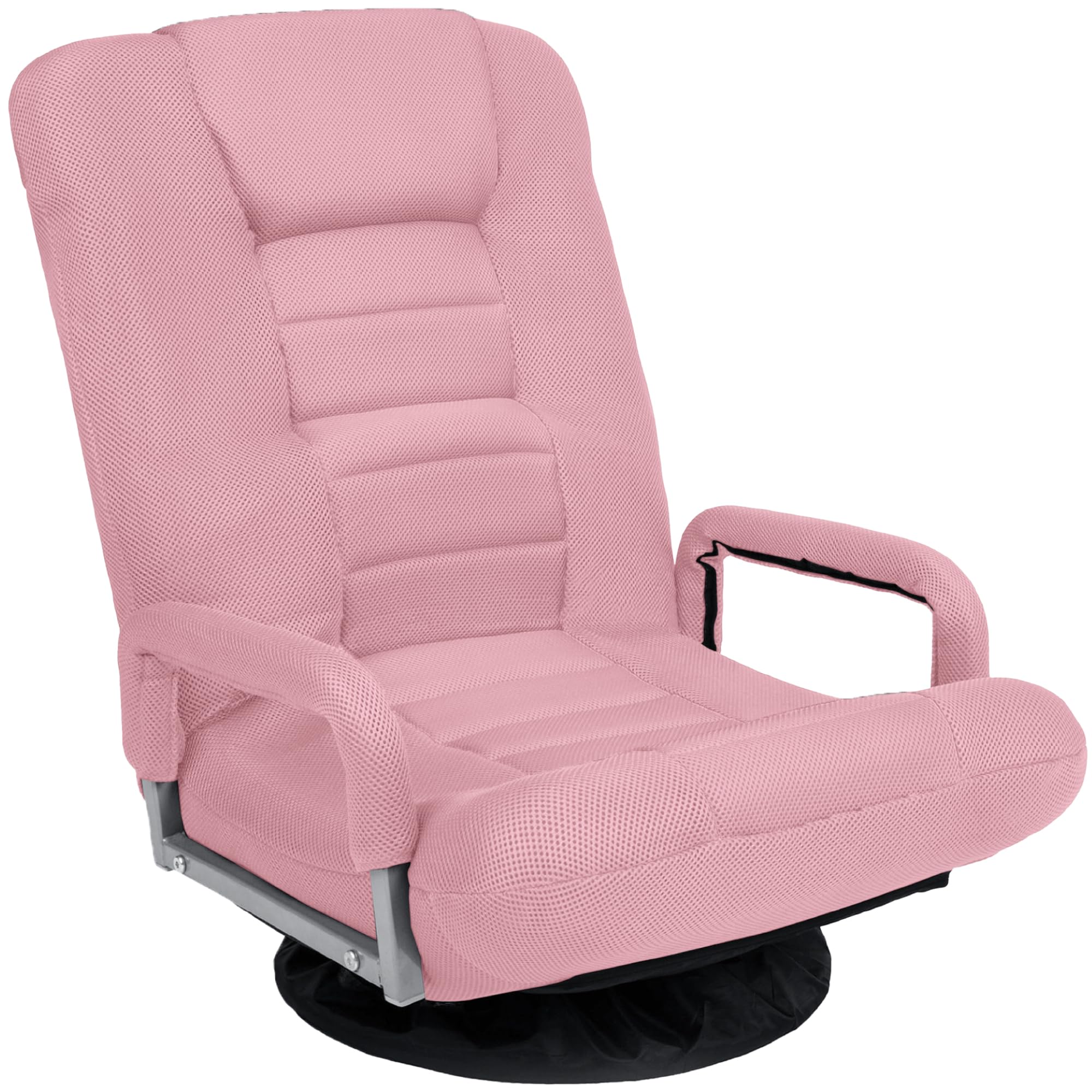 Best Choice Products Swivel Gaming Chair 360 Degree Multipurpose Floor Chair Rocker for TV, Reading, Playing Video Games w/Lumbar Support, Armrest Handles, Adjustable Foldable Backrest - Pink