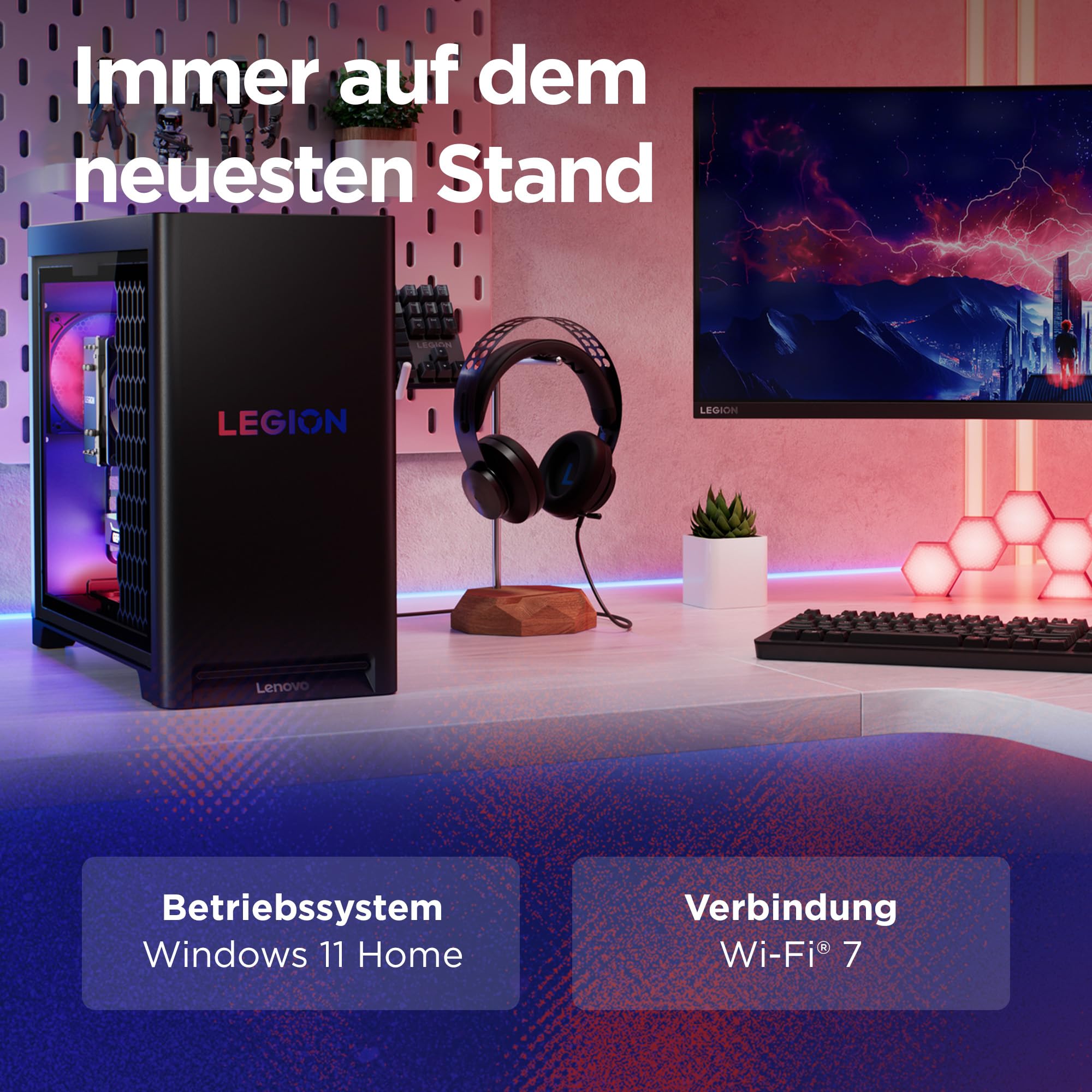Lenovo Legion Tower 5i Gaming AI Desktop-PC | NVIDIA GeForce RTX 5070 | Intel Core Ultra 7 265KF | 32GB RAM | 2TB SSD | Win11 | Eclipse Black | Transparente Abdeckung | 30L | 3 Monate GamePass