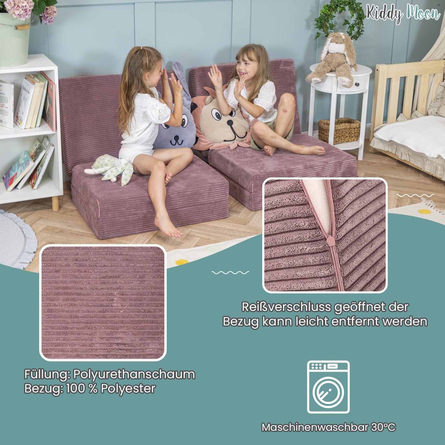 KiddyMoon Kinder Matratzen Aufklappen Aus Schaumstoff Kindermatratze Kleinkindmatratze Kinderzimmer Faltmatratze, Grün