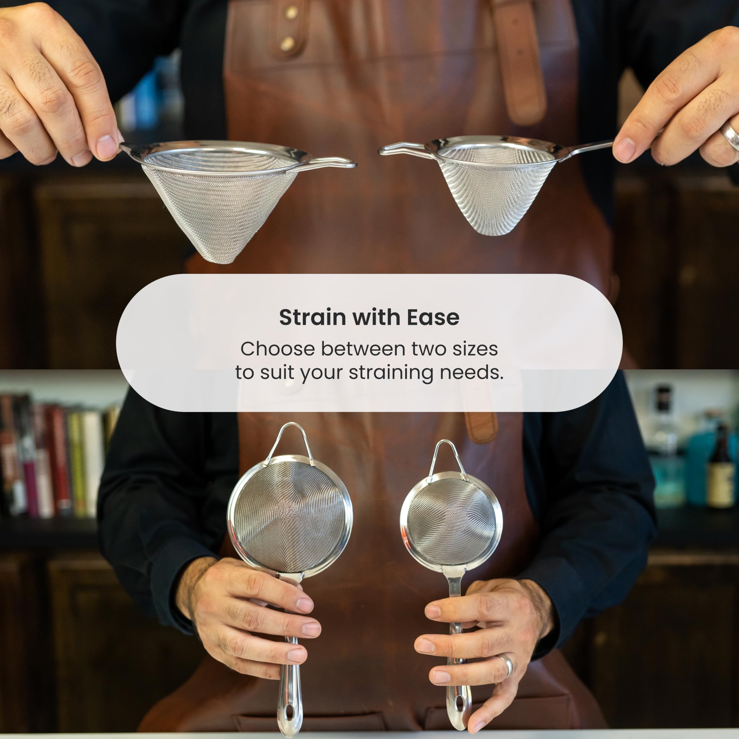 A Bar Above Colador profesional de malla fina para camarero, colador de cóctel de acero inoxidable 304 a prueba de óxido para bar en casa y camareros profesionales. Ideal para cócteles, hierbas de té,