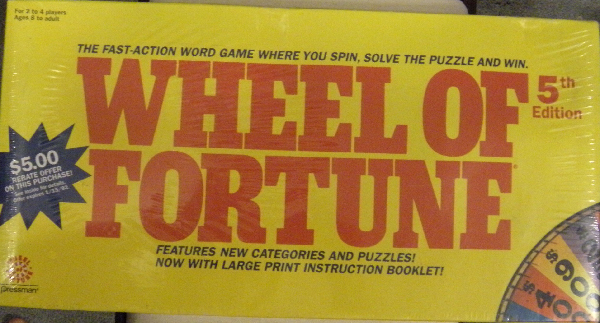 Pressman Wheel of Fortune 5th Edition - 1991 Toy Corp