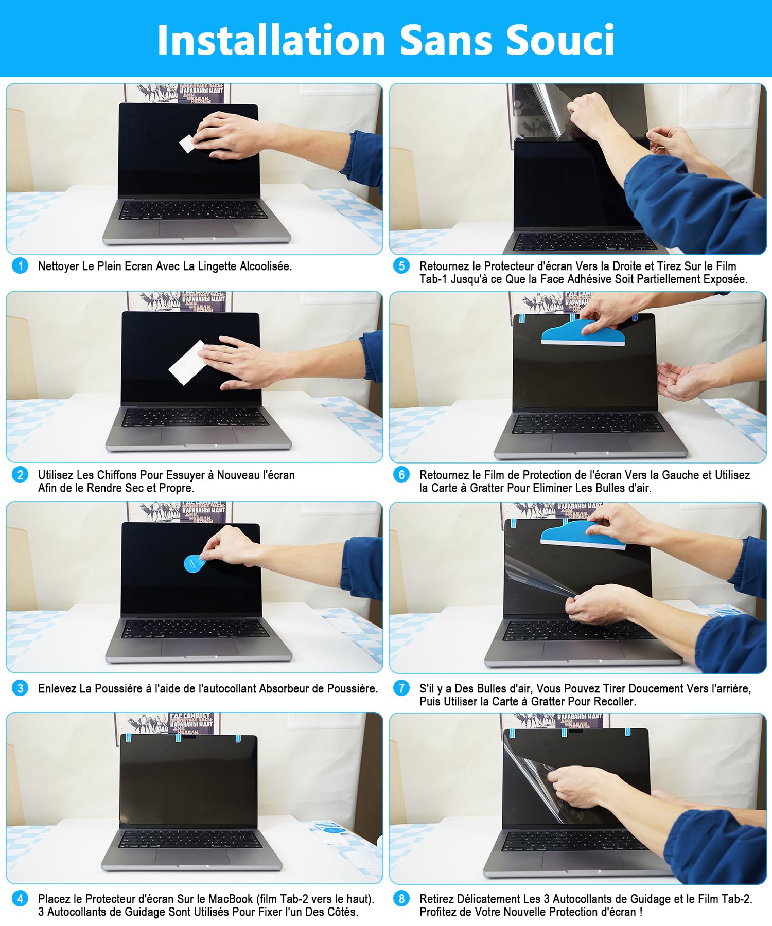 PYS Filtre de Confidentialité pour Macbook Pro 14 Pouces (2021-2024, M1, M2, M3, M4) - Filtre Anti-Espion 360°, Protecteur Antireflet Mat, Film Résistant Aux Rayures