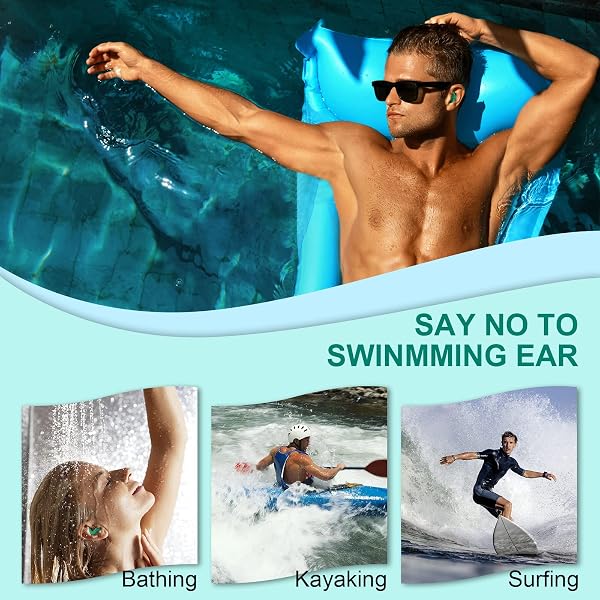 Bouchon Oreille Piscine, 3 Paires de Bouchons d'oreilles de Natation en Silicone Réutilisables et Imperméables pour le surf et autres sports nautiques - 5