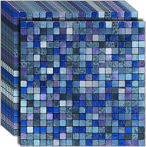 YMMXGE Azulejos de pared de metal para despegar y pegar, azulejos de mosaico de aluminio para baño, 12 x 12 x 0.15 pulgadas (10, bronce)