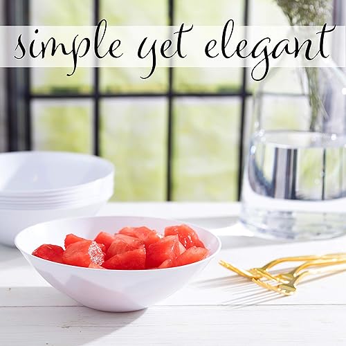 Miniatura 2 de 16 onzas, 40 unidades Tazones de sopa de fiesta orgánicos de plástico blanco Premium pesados elegantes platos desechables