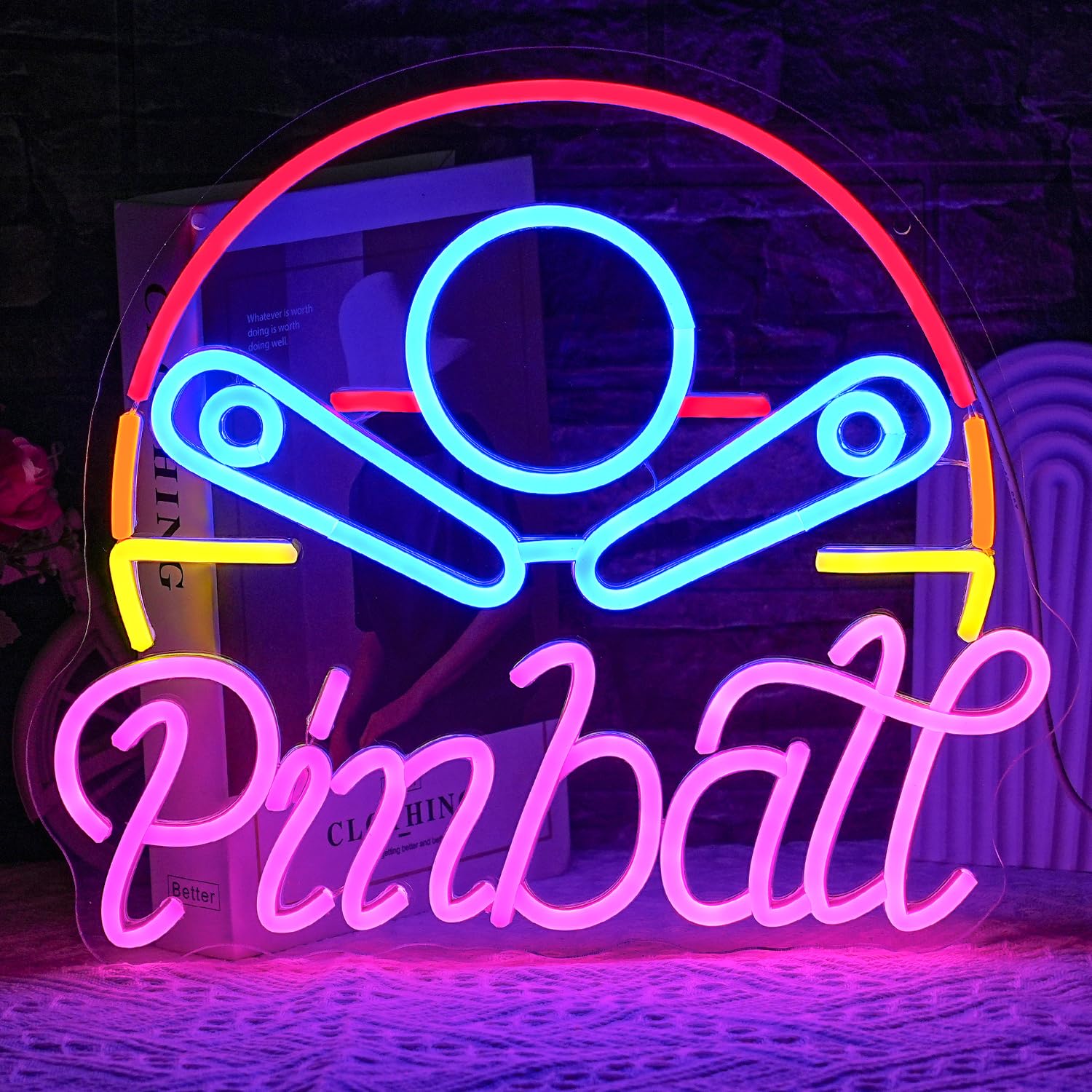LULANMP Pinball Neon Sign for Business Game Neon Sign Colorful LED