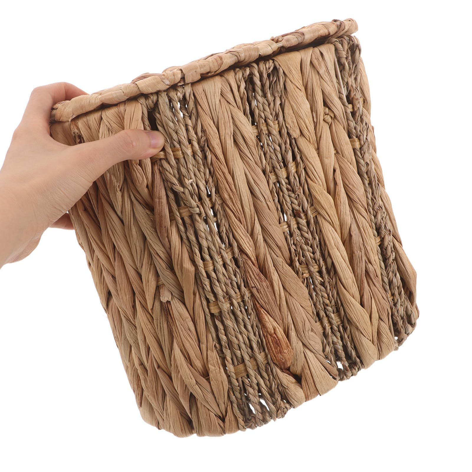 VICASKY Papelera de Mimbre Tejida a Mano con Tapa para Dormitorio