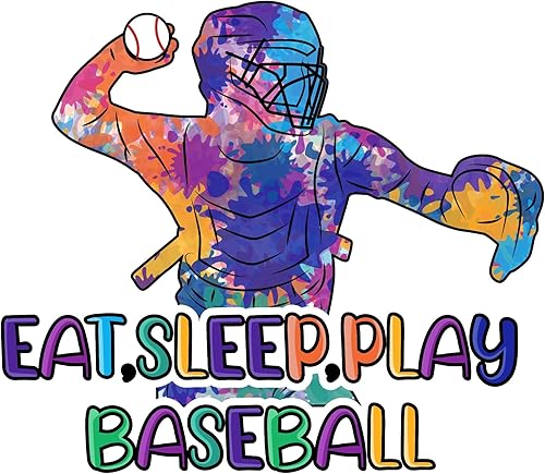 Calcomanía deportiva para pared, diseño de jugador de béisbol, textura de salpicaduras, comer, dormir, jugar, citas deportivas de béisbol a largo