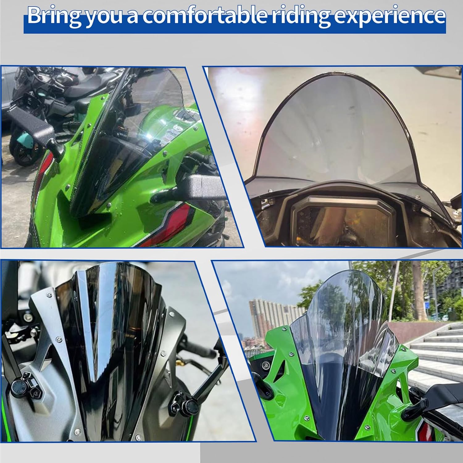 Motorcycle Flyscreen ZX4R Windshield Windscreen Wind Deflector Viser Visor Cover for KA&WA&SA&KI ZX-4R/ZX-4RR ZX 4R/ZX4RR ZX25R Spare Parts Accessories 2023 2024 2025 (Black Smoke)