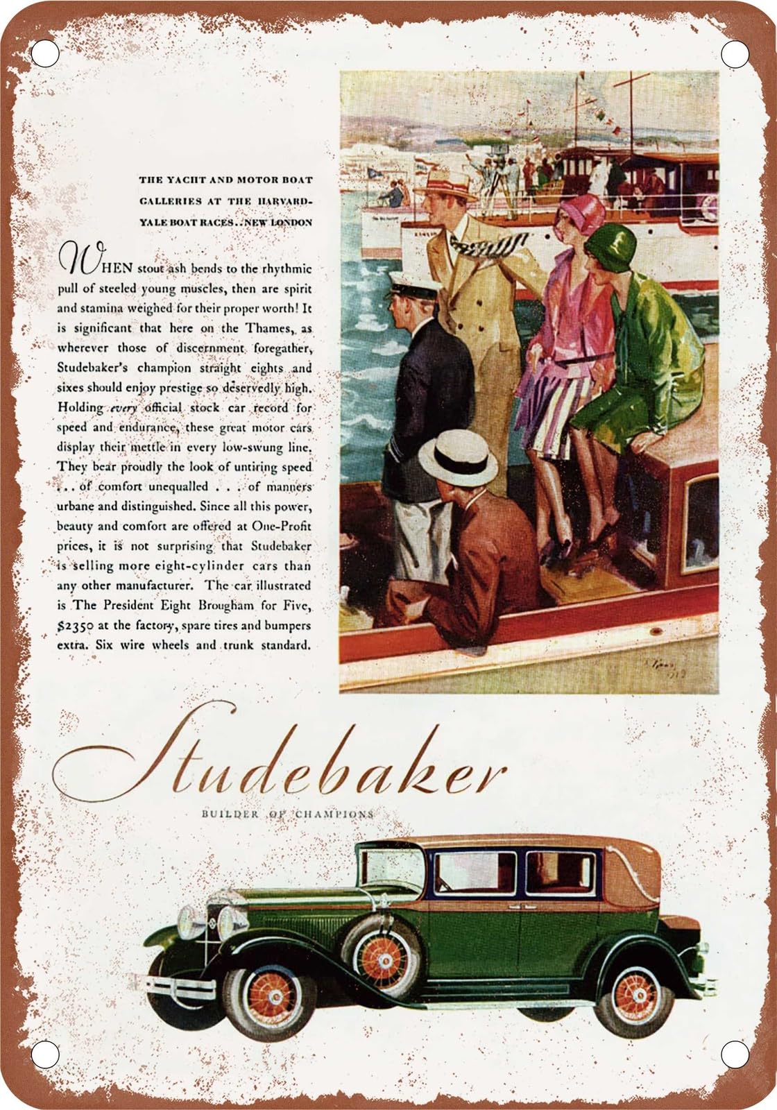Miaomansenstore Metal Sign - 1929 Studebaker Vintage Ad 01 - Old Retro Rusty Look Home Decor