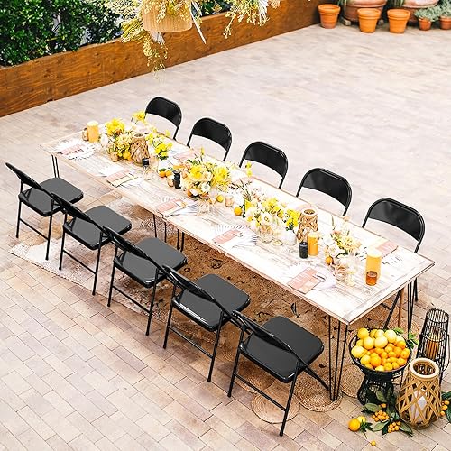 Miniatura 2 de VINGLI Sillas plegables con marco de metal de acero, capacidad de 350 libras, duraderas, portátiles y versátiles para uso en interiores y