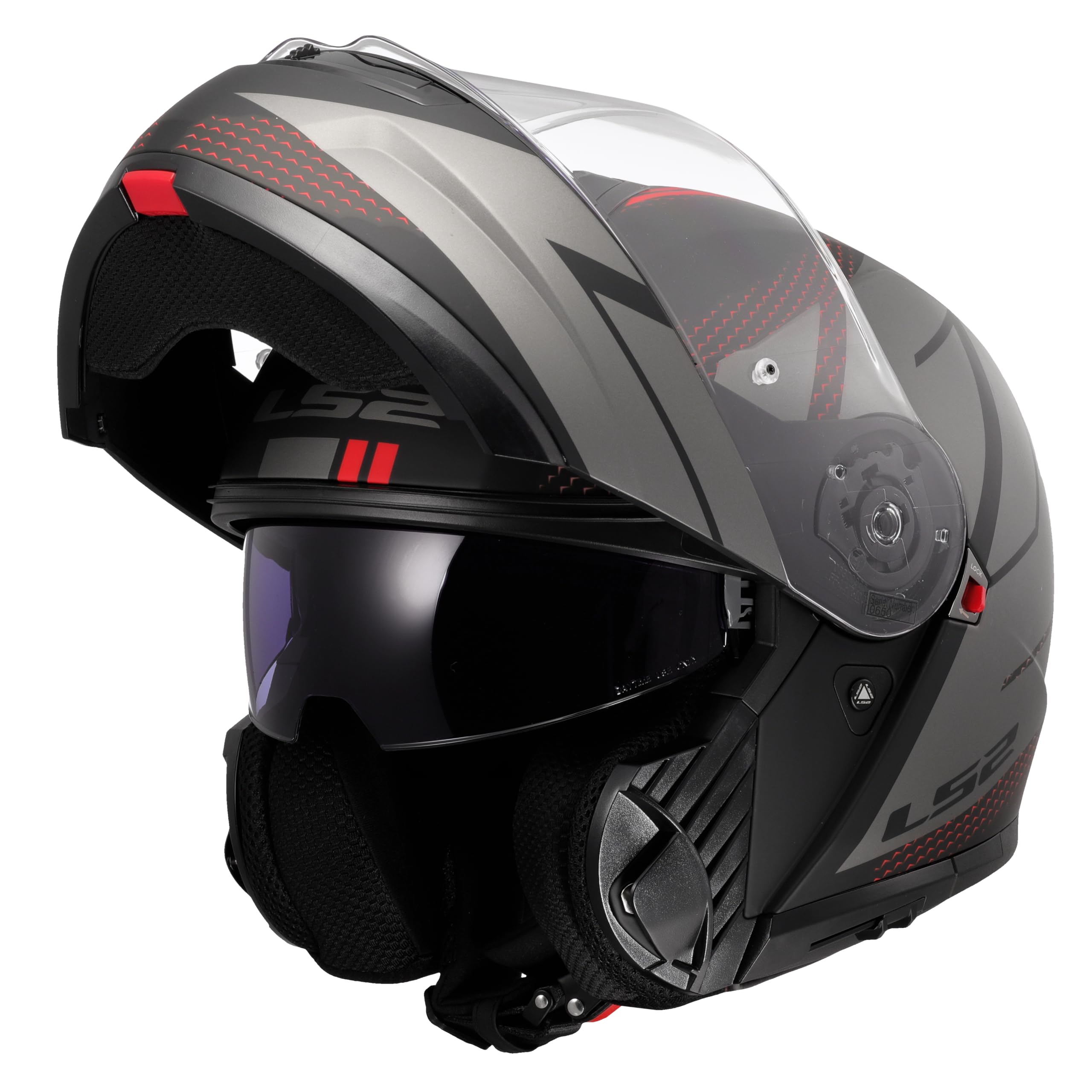 LS2, Casco Moto Modular Strobe II Code Matt Black Grey, XS
