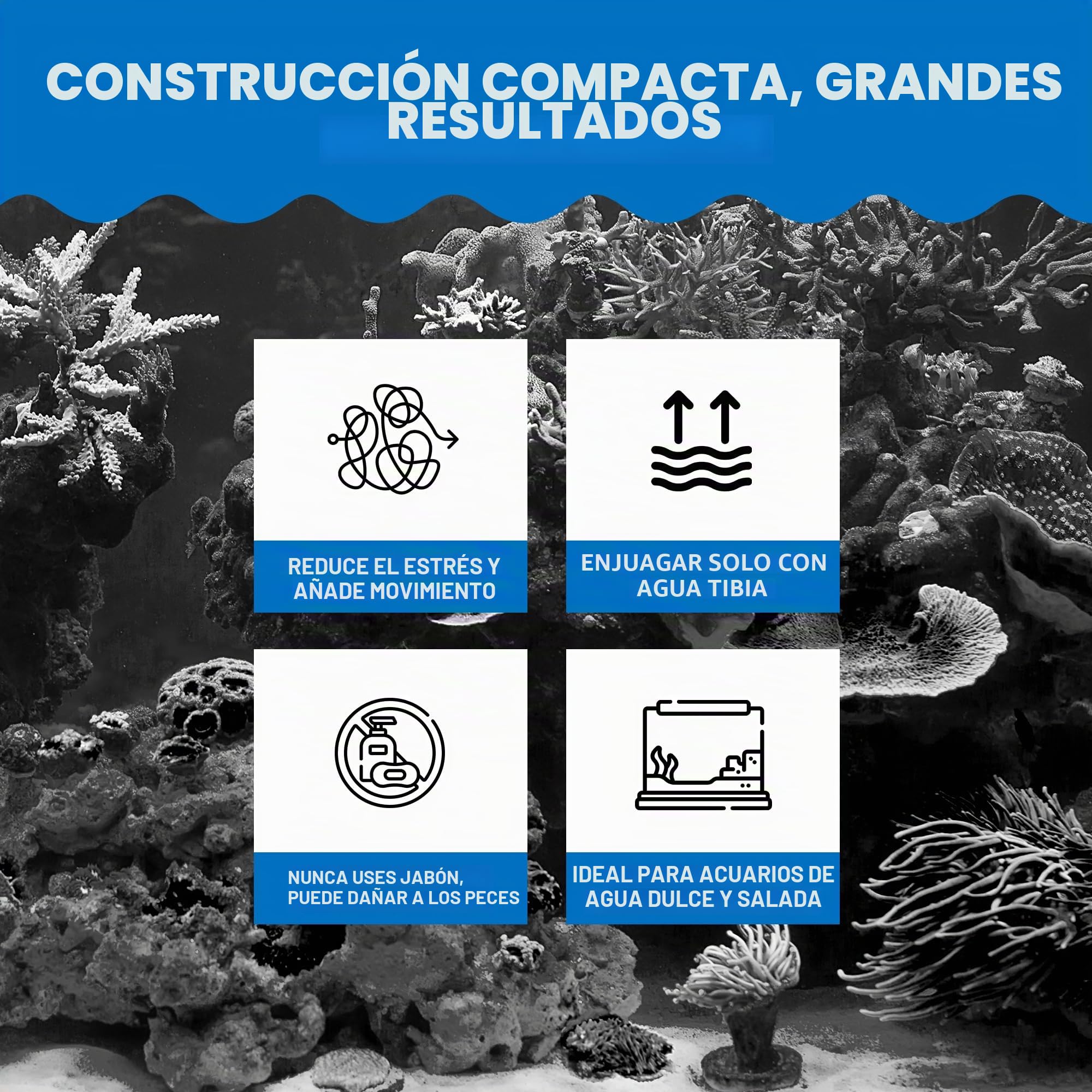Vitakraft Penn-Plax Castillo Decorativo para Acuario, Parte B, marrón Oscuro, Crema, Azul