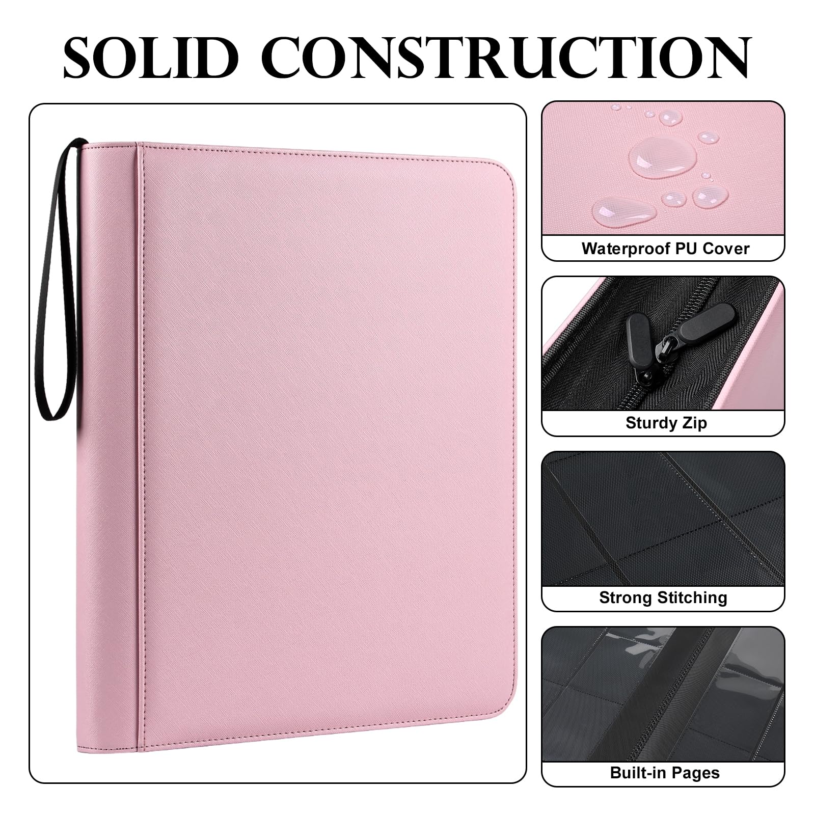 GEAoffice Carpeta de 9 bolsillos con capacidad para 324 tarjetas, carpeta de tarjetas coleccionables de piel sintética de alta calidad para carga superior, carpeta de tarjetas con cremallera de carga