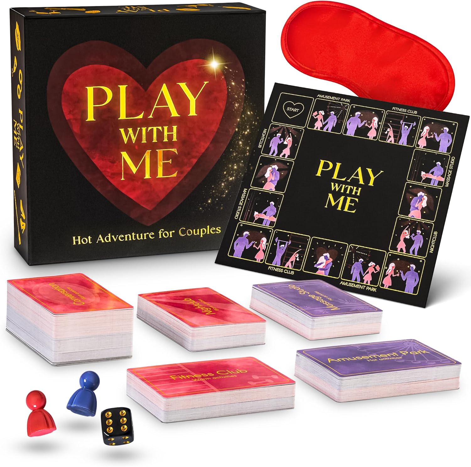 Romantic Couples Game for Adults - 300 Date Night Dares & Conversation Cards | Couple Board Game for 2 Players & Fun Gaming Cards for Married Couples