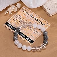 Vista 607 de MASSIVE BEADS Pulsera elástica de yoga hecha a mano con piedra natural, cristal curativo, energía, regalos para adultos unisex de 0.157 in, 0.236