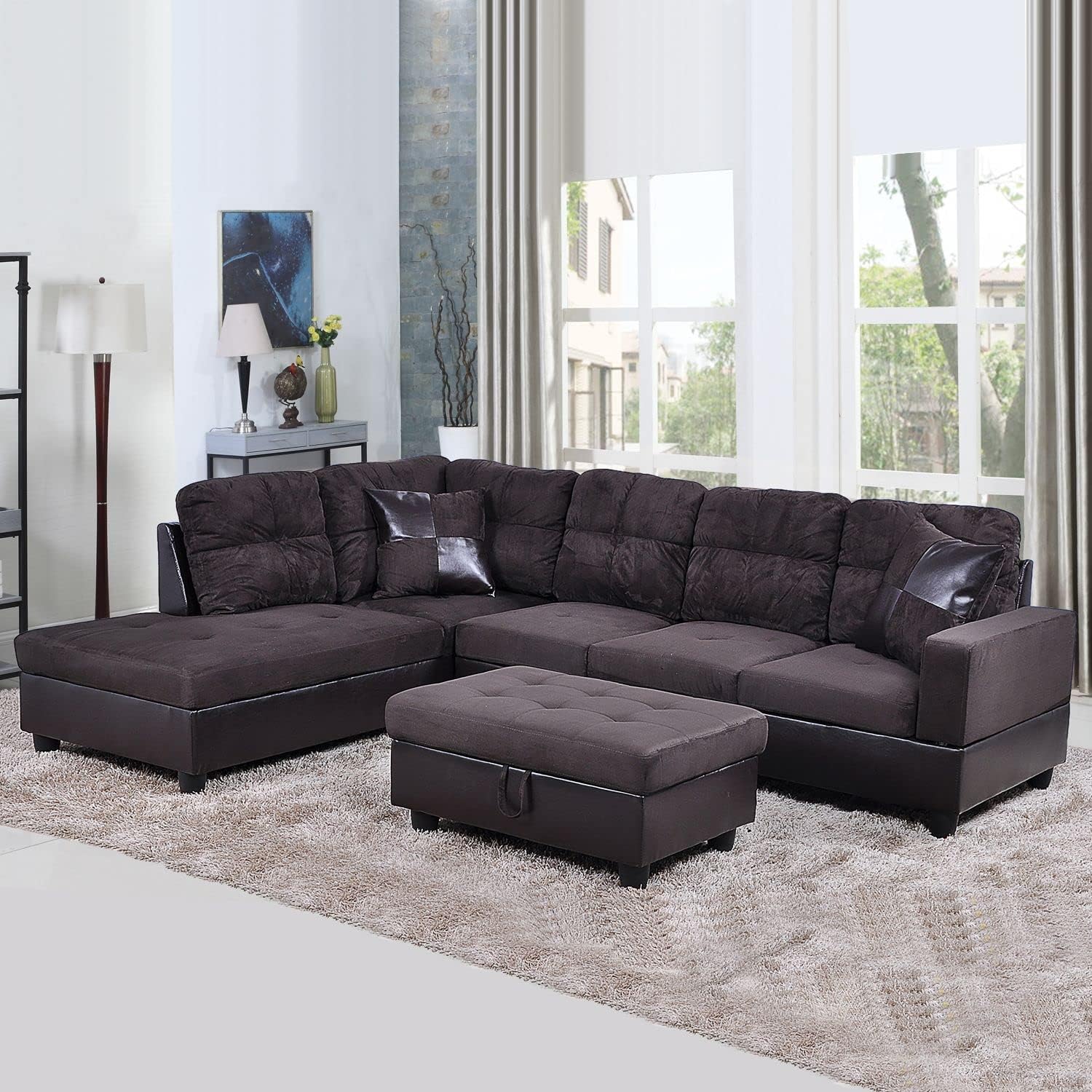 Amazon.com: Ocstta Microfiber Fabric Sectional Couch Set,L Shaped