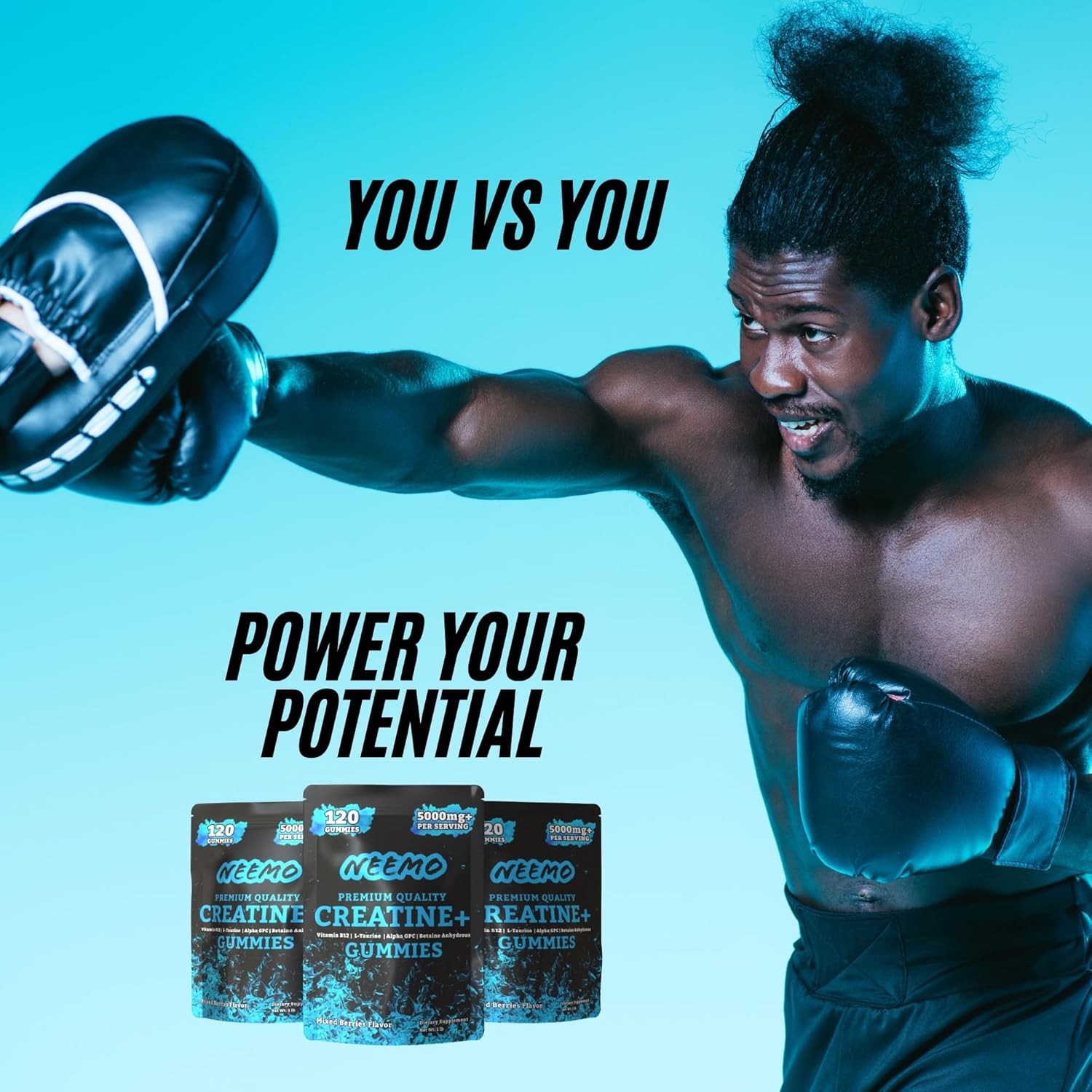 NEEMO Micronized Creatine Monohydrate Gummies for Men & Women, Creatine Plus Taurine, Vitamin B12, Alpha GPC, and Betaine - Preworkout Creatine Gummies, Lean Muscle Builder, Vegan - Image 5