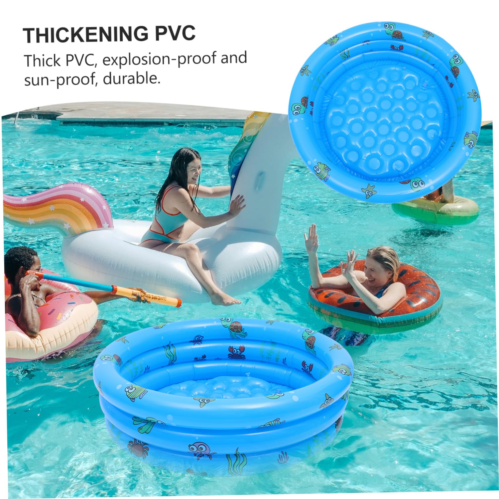 Piscina Tonda Gonfiabile a Tre Strati in Pvc Blu per Bambini