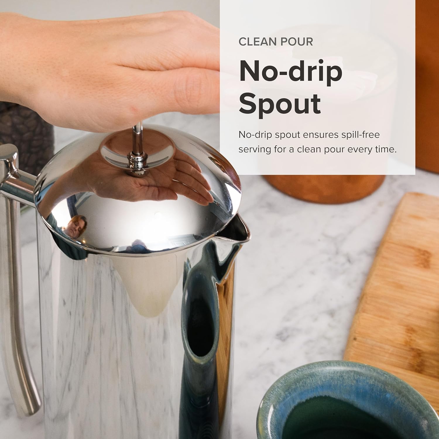 Frieling French Press Coffee Maker - 23 oz, Polished Double-Wall Stainless Steel - Insulated French Press for Camping - All Stainless Steel Coffee Maker