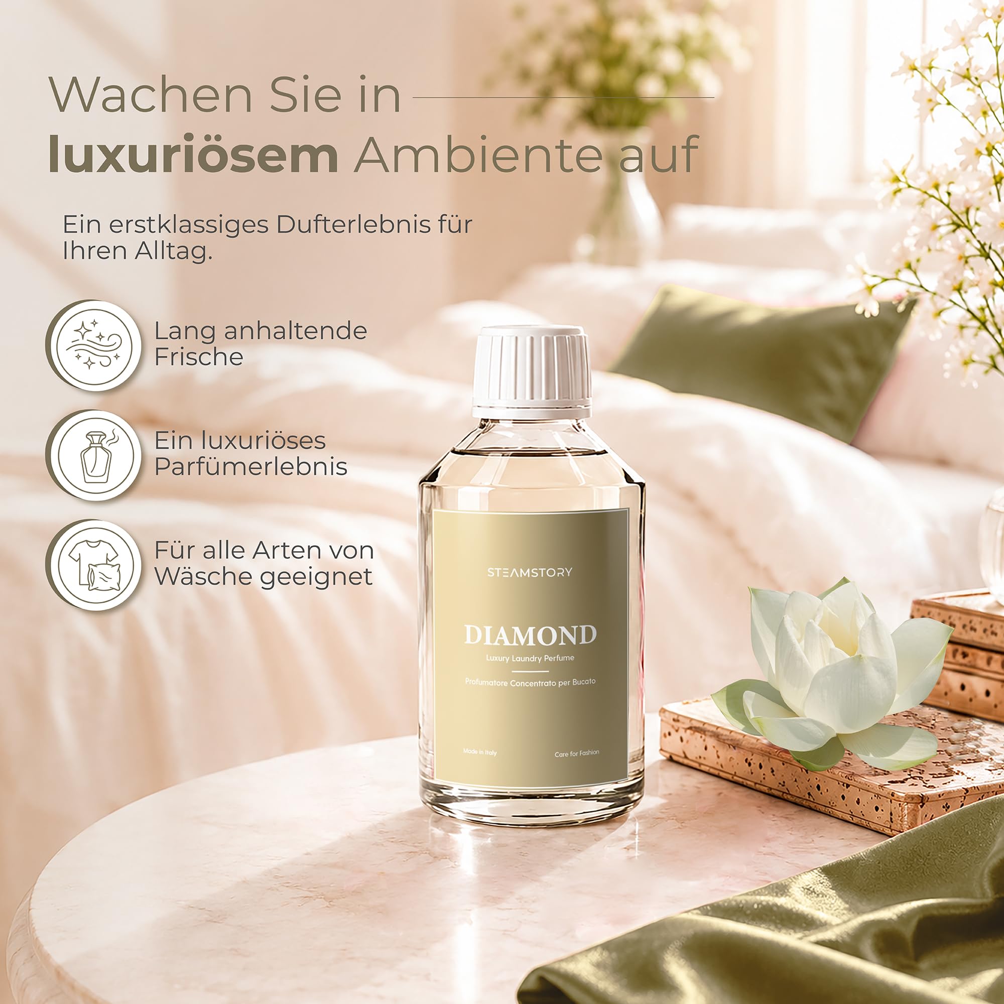 Luxus Wäscheparfüm Diamond – Frischer Duft mit weißem Moschus und Zitrusfrüchten – 500 ml