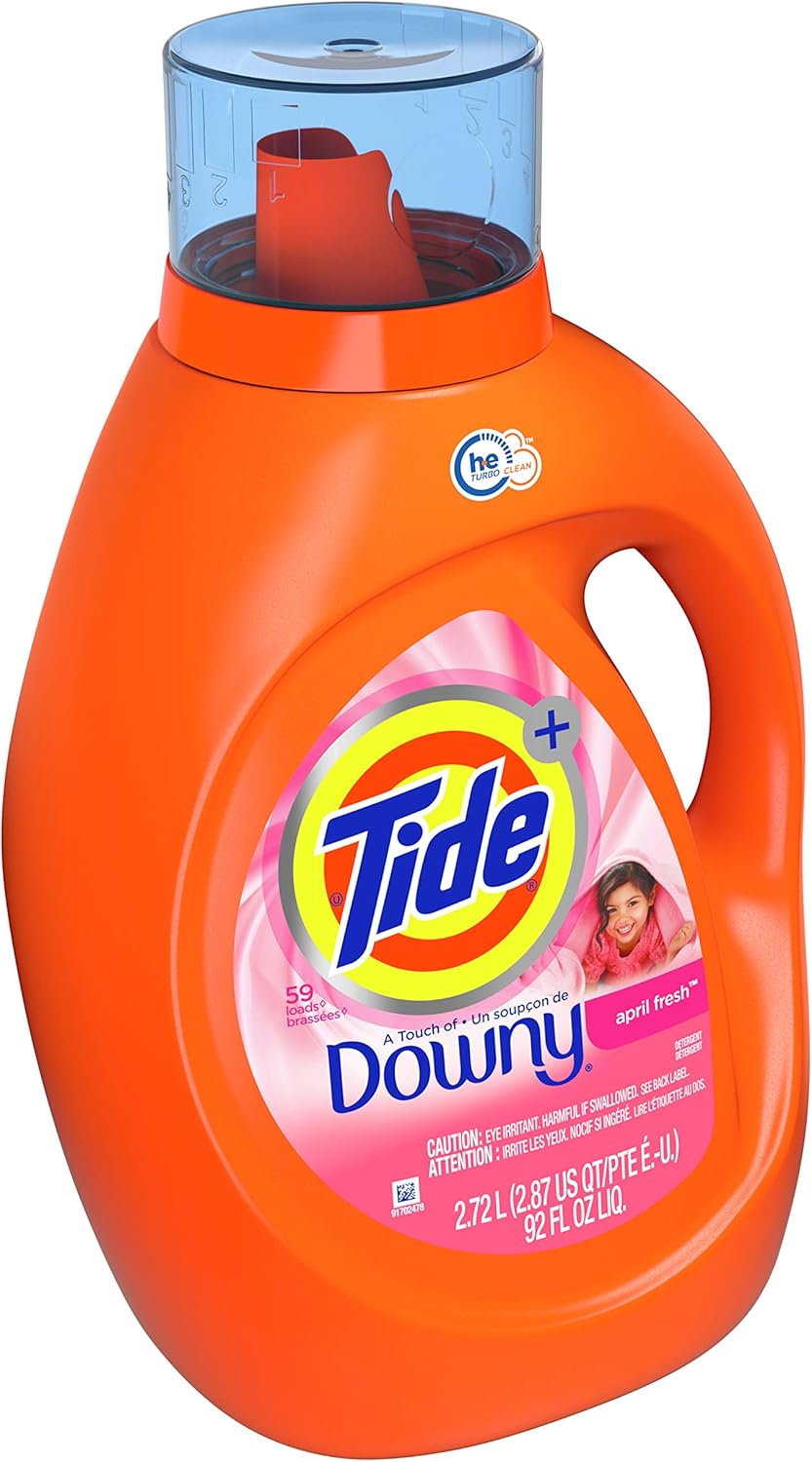 Tide with Downy Liquid Laundry Detergent Soap, High Efficiency (HE), April Fresh Scent, 59 Loads (92 Fl Oz) : Health & Household