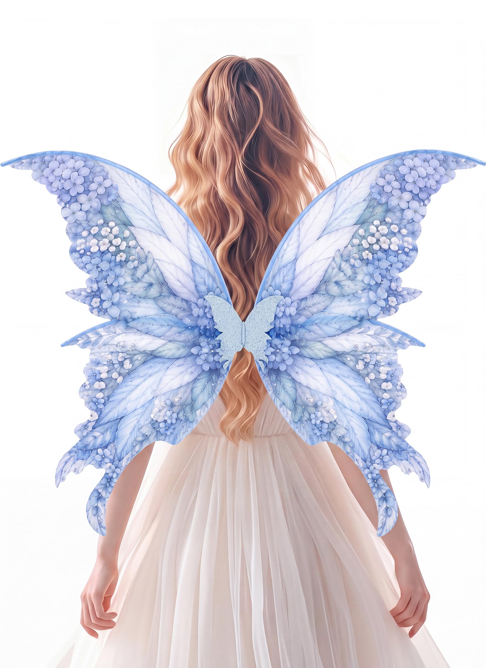 ETOFETE Floral Fairy Wings Adult Blue Butterfly Wings Costume Fancy Dress