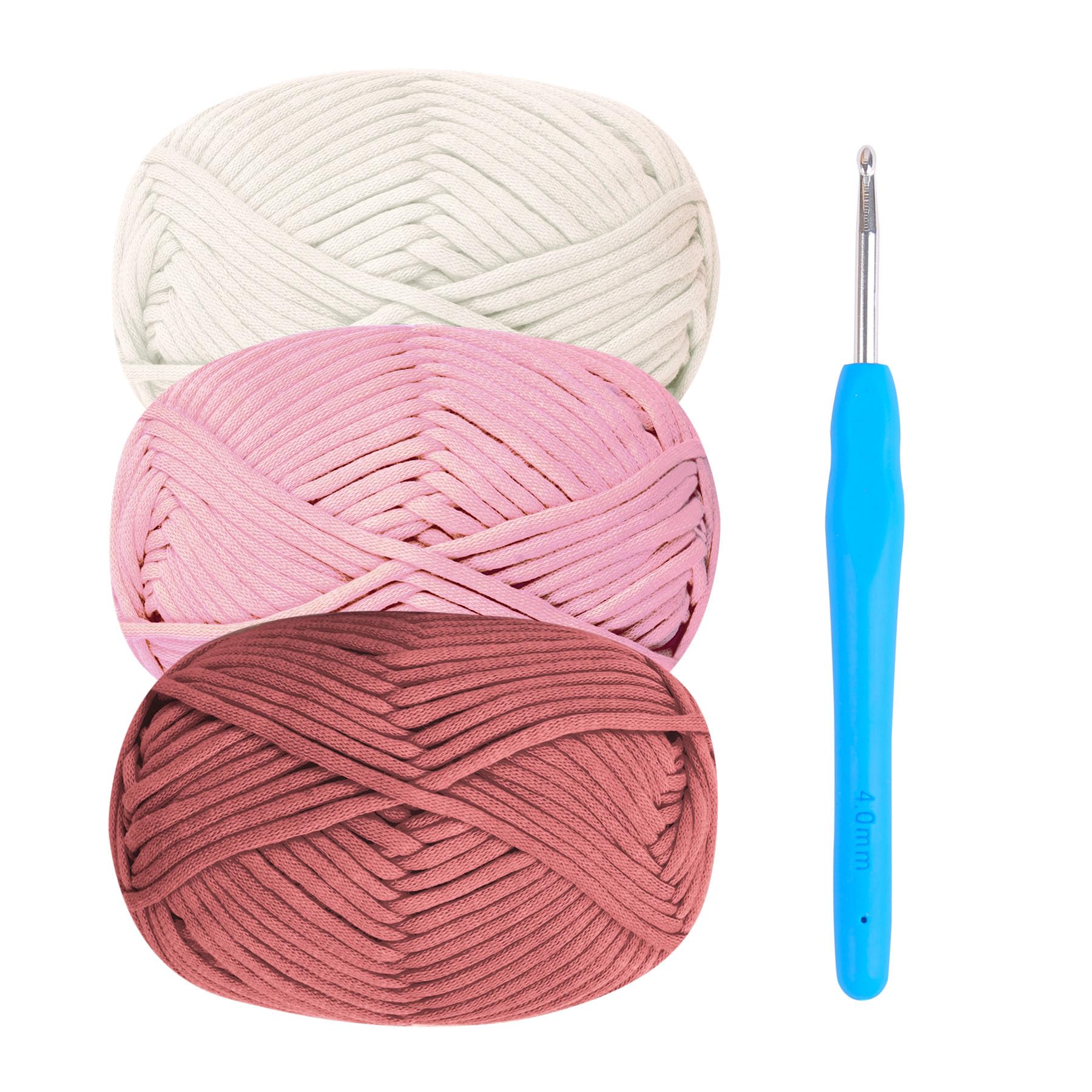 Häkelgarn Baumwolle Häkelwolle Chenille Wolle zum Häkeln 3 X 50g Häkelwolle mit Häkelnadel 4mm,Rotes Yarn Dickes Baumwoll-Nylon-Mischgarn