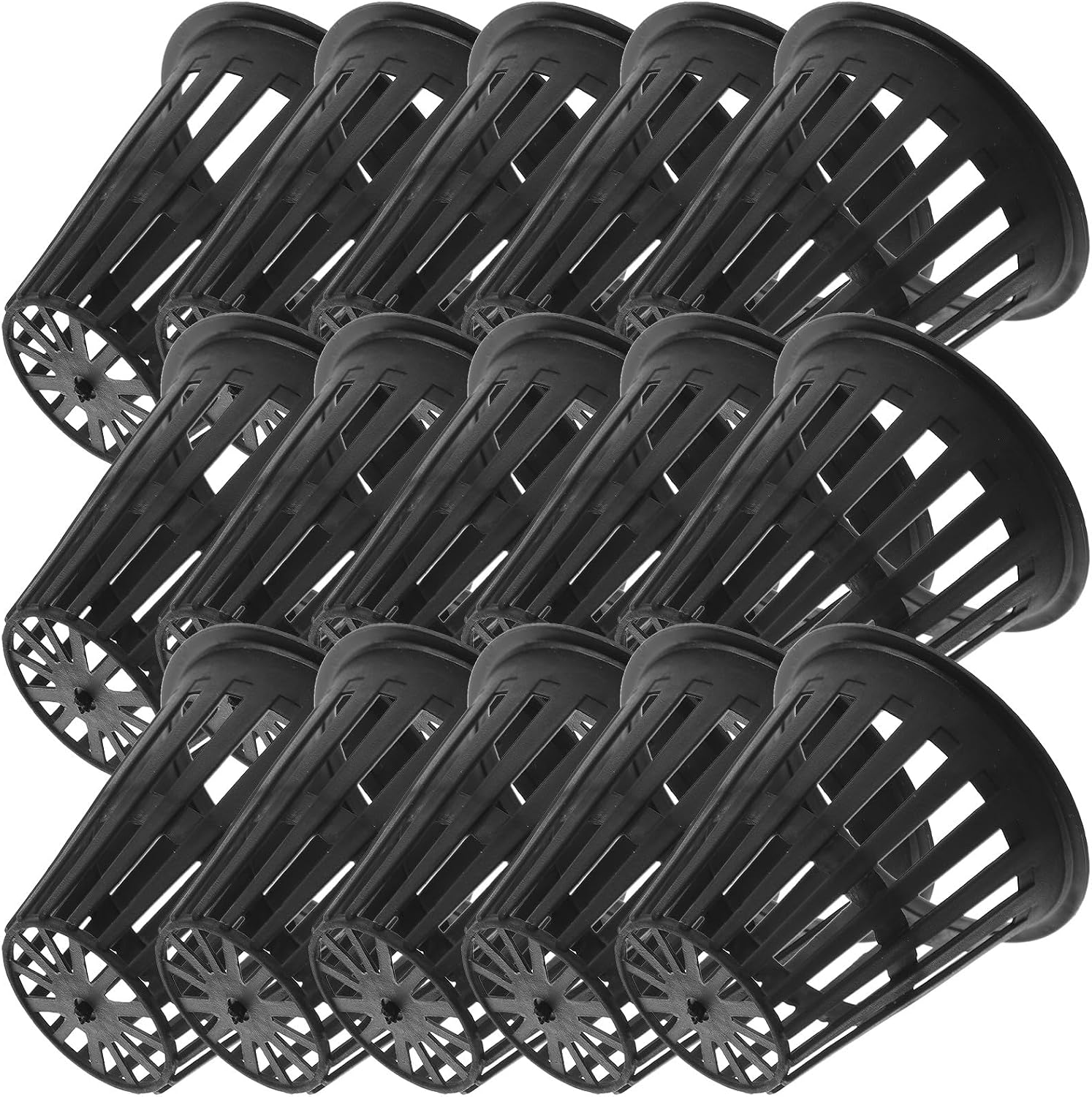 GANAZONO 50pcs 2 Inch Black Plastic Hydroponic Basket Cup Slotted Mesh