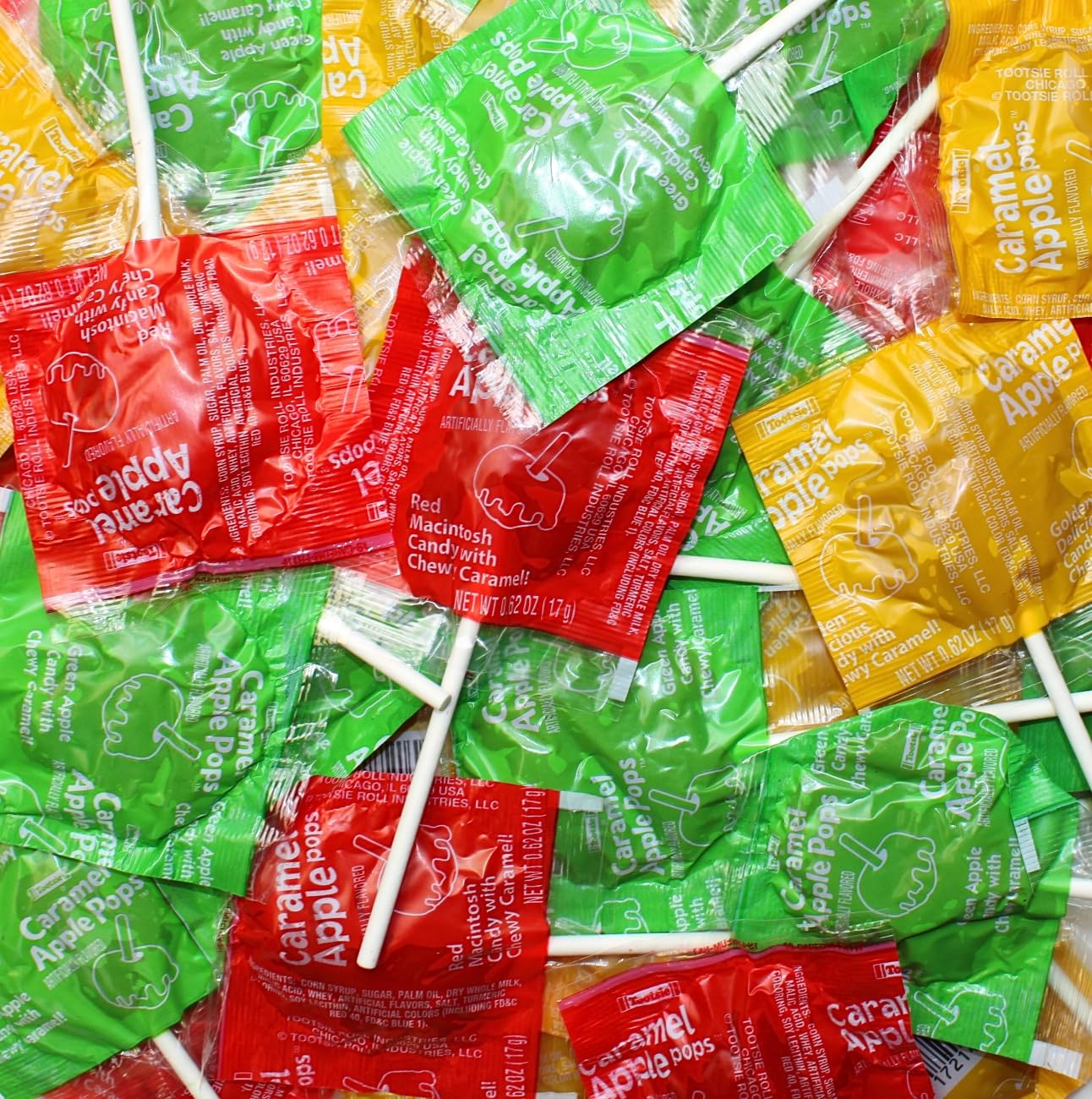Assorted Caramel Apple Lollipops, Delicious Fall Flavored Caramel Apple Suckers Bulk, by Queen City Candy Cave (1 Pound)