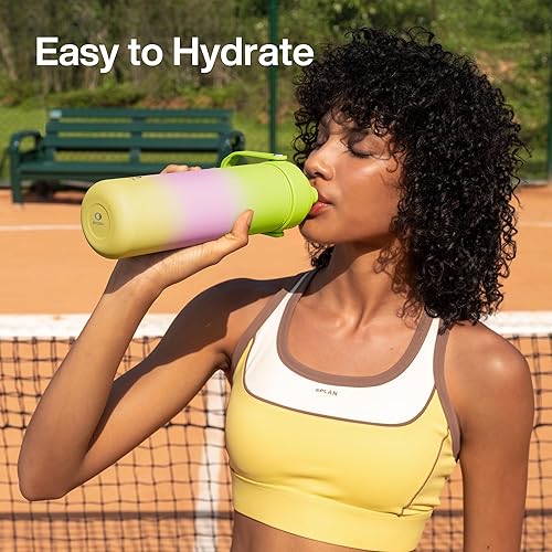 Miniatura 860 de ENCOOL Botella de agua aislada con popote, de acero inoxidable, a prueba de fugas, sin BPA, al vacío de doble pared que se mantiene fría durante 24