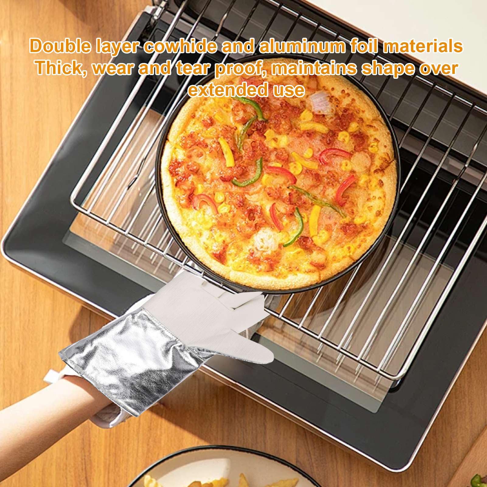 Guanti forno Guanti barbecue ignifughi resistenti al calore per cucinare Cottura al forno Campeggio Realizzati in materiale resistente al calore in foglio di alluminio di