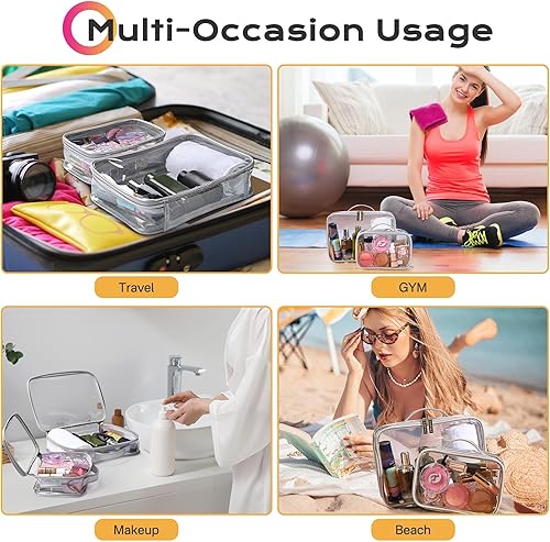 Miniatura 5 de BYOOTIQUE AW 420D - Neceser de viaje de nailon transparente, portátil, ligero, transparente, organizador de almacenamiento de cosméticos, piscina,