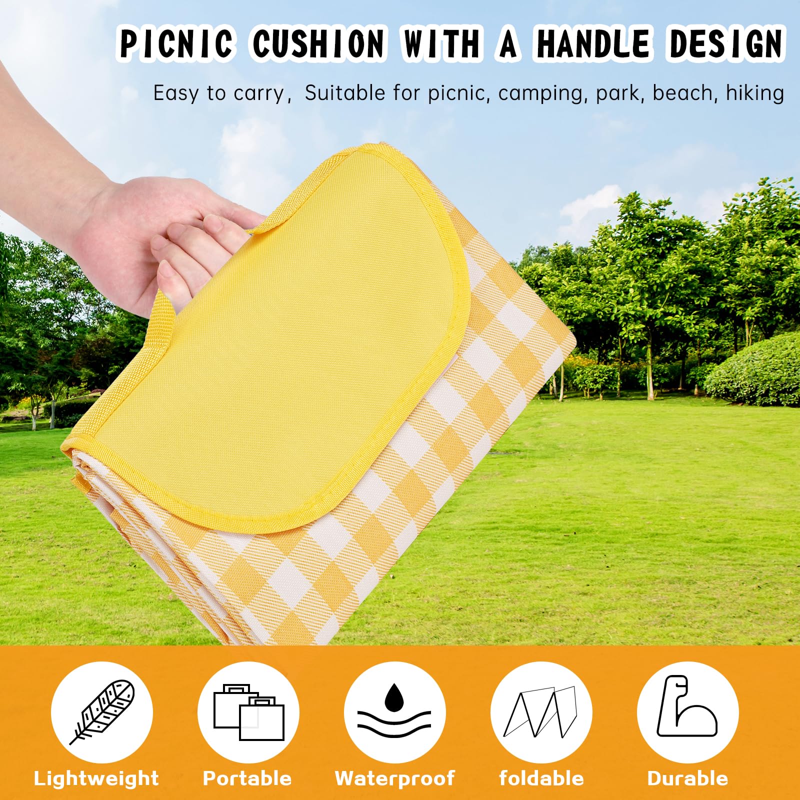 Coperta Da Picnic Impermeabile 200x200 Cm - Pieghevole, Portatile, Per Spiaggia E Campeggio - Foto 7