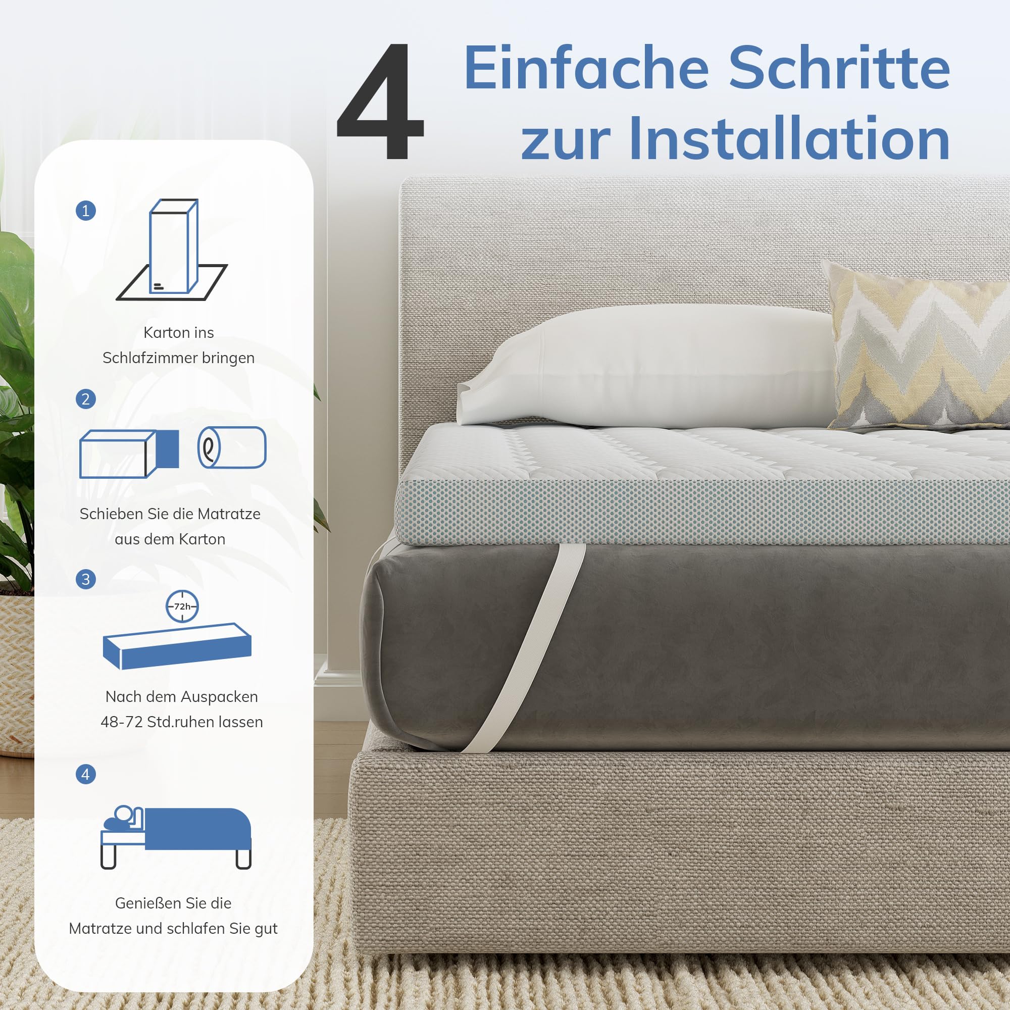 SynthoSpace Topper 120 x 200 cm, H2, coprimaterasso 120 x 200 cm, lavabile altezza 7 cm