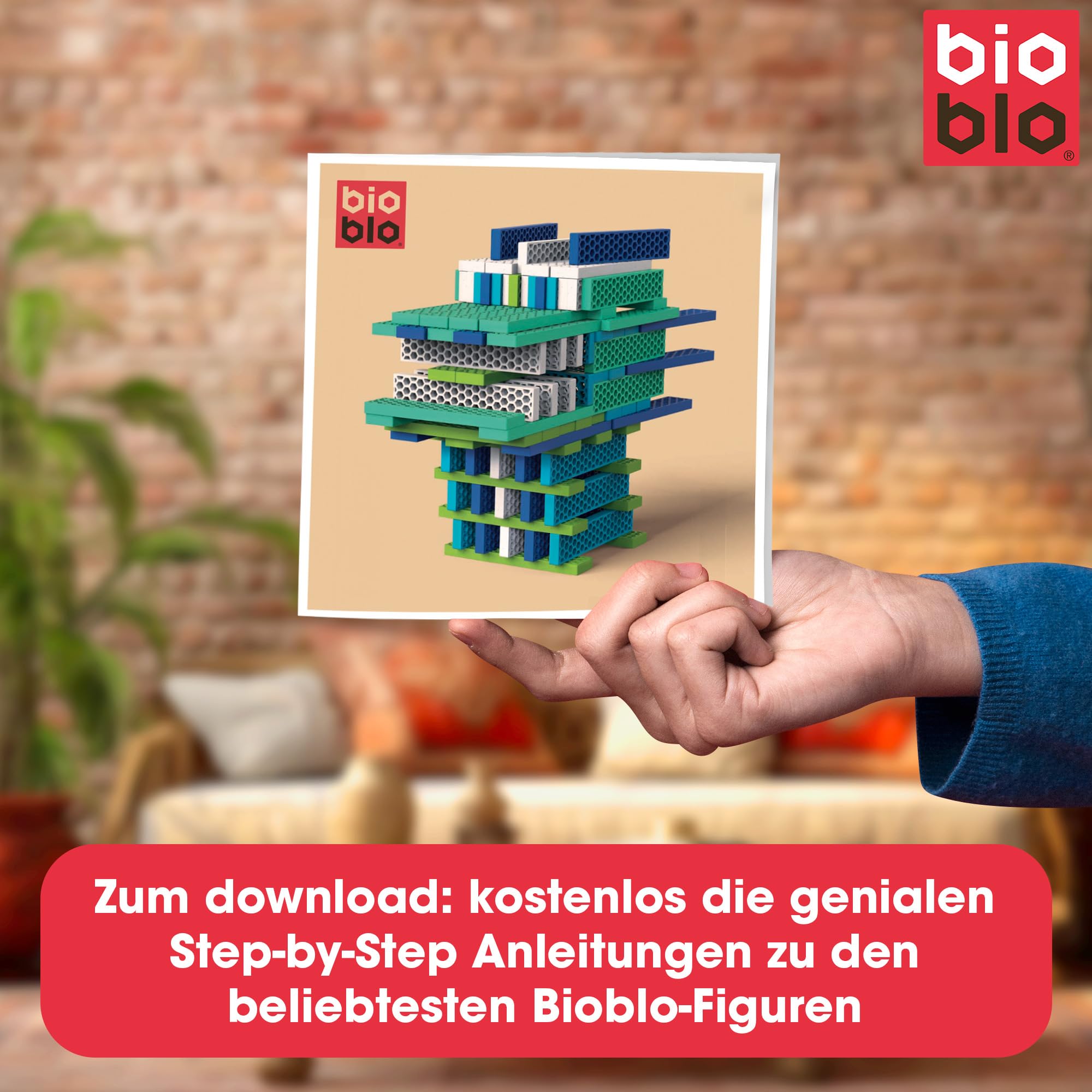 bioblo Hello Box Ocean Mix mit 100 Stück | Nachhaltige Bunte Bauklötze für Kinder ab 3 Jahren | Holzbauklötze Kinderspielzeug | STEM Montessori Spielzeug für Stapel- & Balancierspiele
