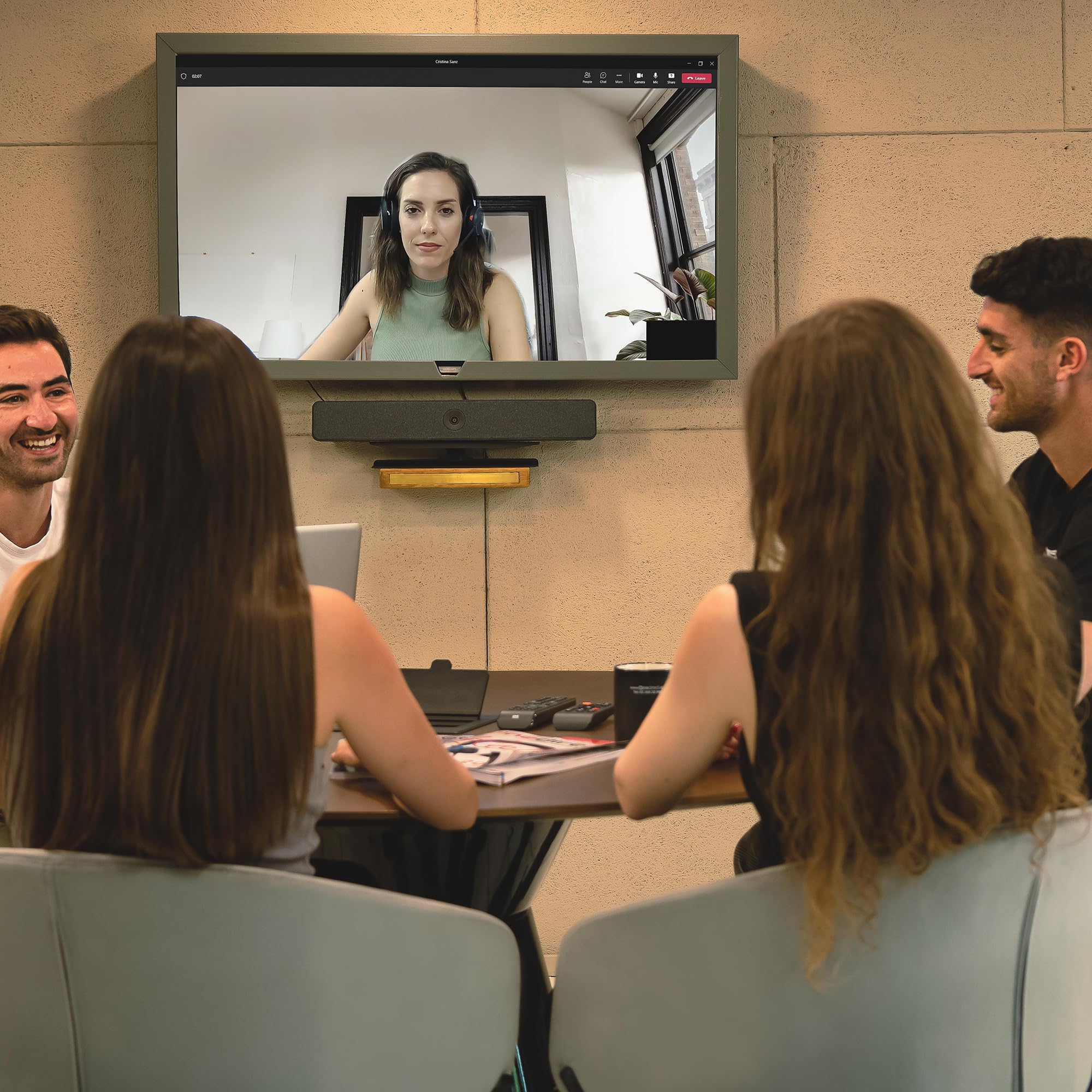 CLEYVER Meeting Track Bar - Barra Per Videoconferenza 4K Con Tracciamento IA, 5 Microfoni Con Cancellazione Rumore, Ampio Campo 118°, Plug & Play Per PC - 6