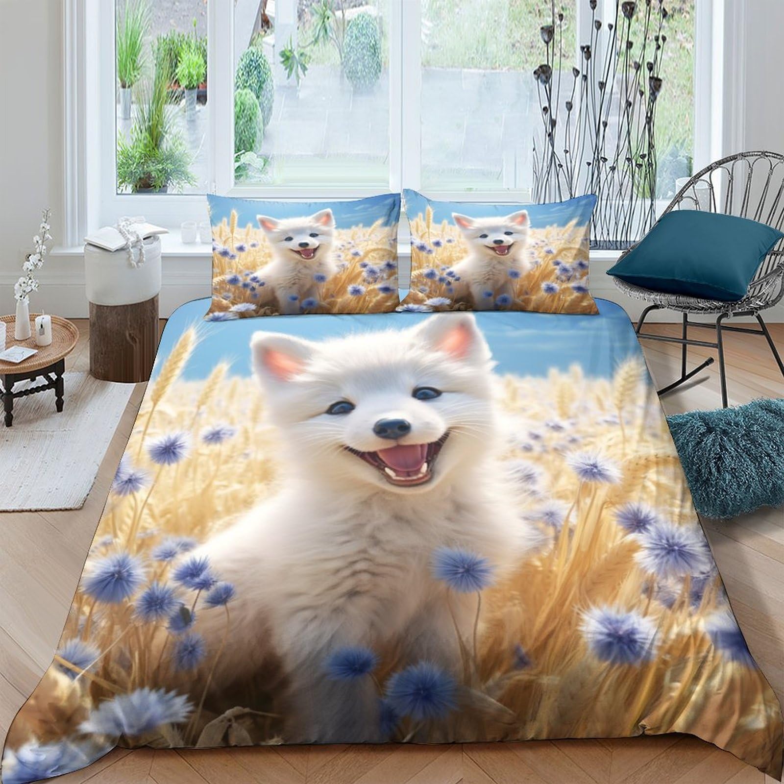 Couette confortable renard 3D microfibre avec fermeture éclair pour lit double enfant