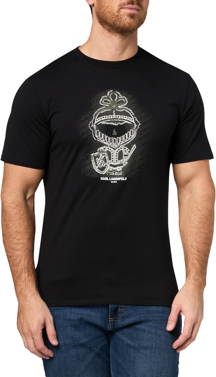 KARL LAGERFELD Men's Crewneck Short Sleeve Graphic Design Relaxed Fit T-Shirt