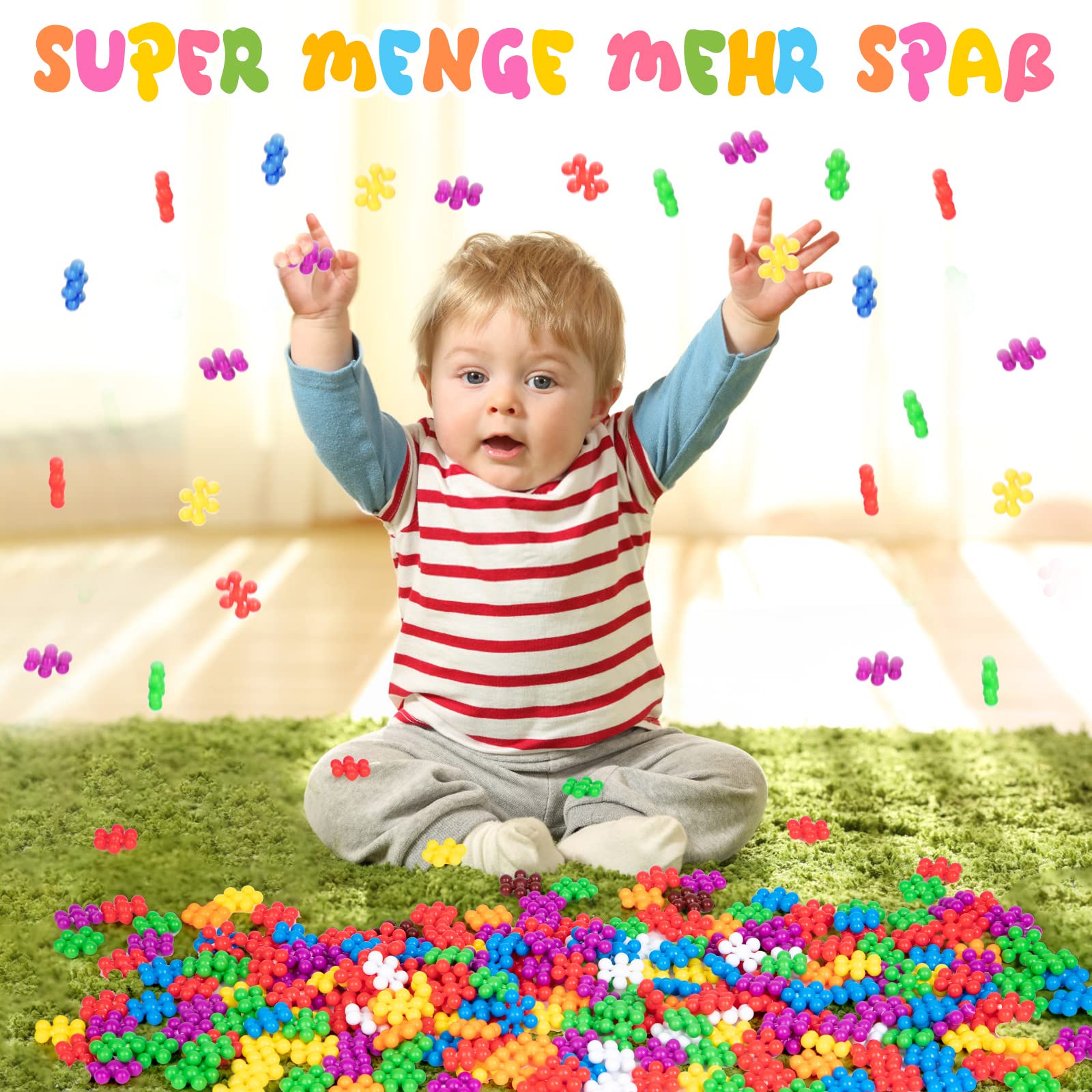 Ltteaoy 500 Stück Steckblumen Bausteine für Kinder, Interlocking Steckspiel Konstruktionsspielzeug mit festem Halt & Aufbewahrungsbox, STEM Montessori Spielzeug ab 3 4 5 6 7 8 jahre jungen Mädchen
