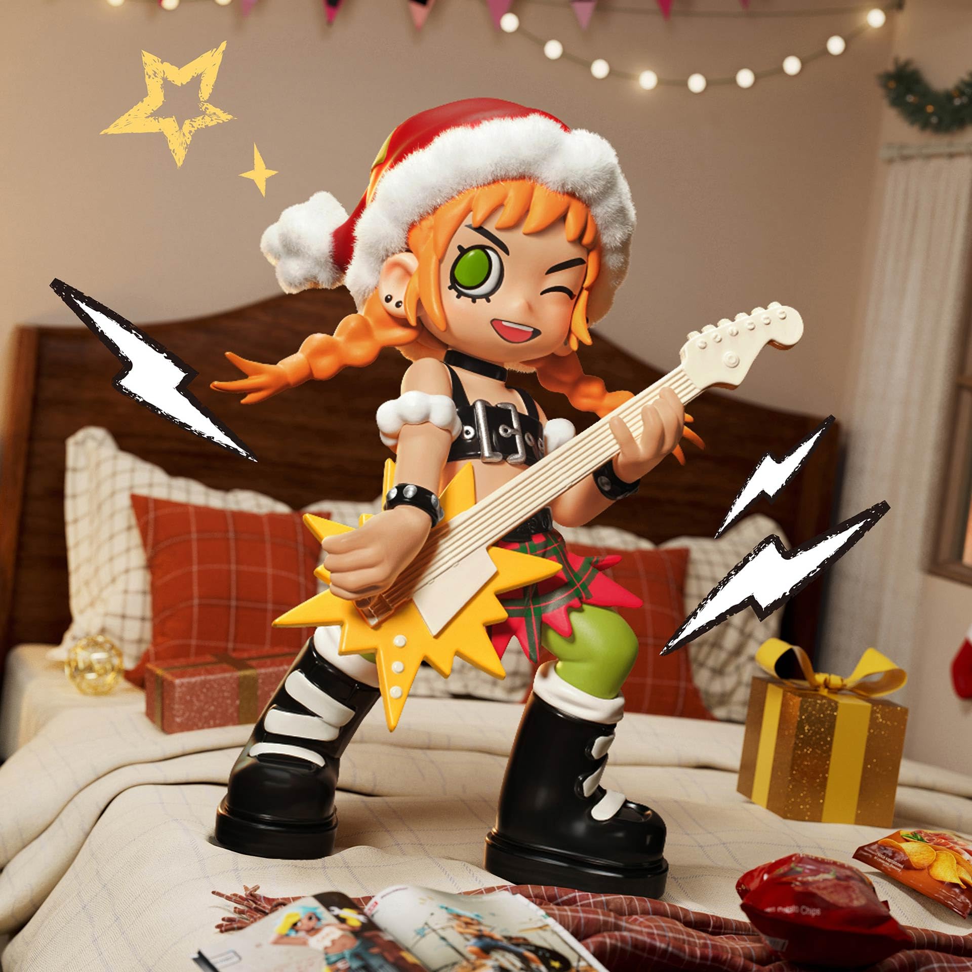 POP MART Bonecos Lil Peach Riot Holiday Mixtape Series, bonecos de