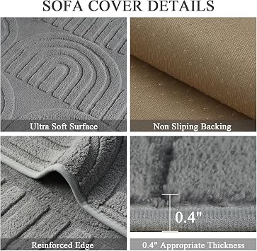 Homcomodar 1PC Soft Sofa Cover Washable Couch Sofa Covers 1 2 3 4 Seater 70x180cm Non Slip Sofa Cushion Covers Sofa Slipcovers Protectors for Sectional Couch Pets Living Room Grey
