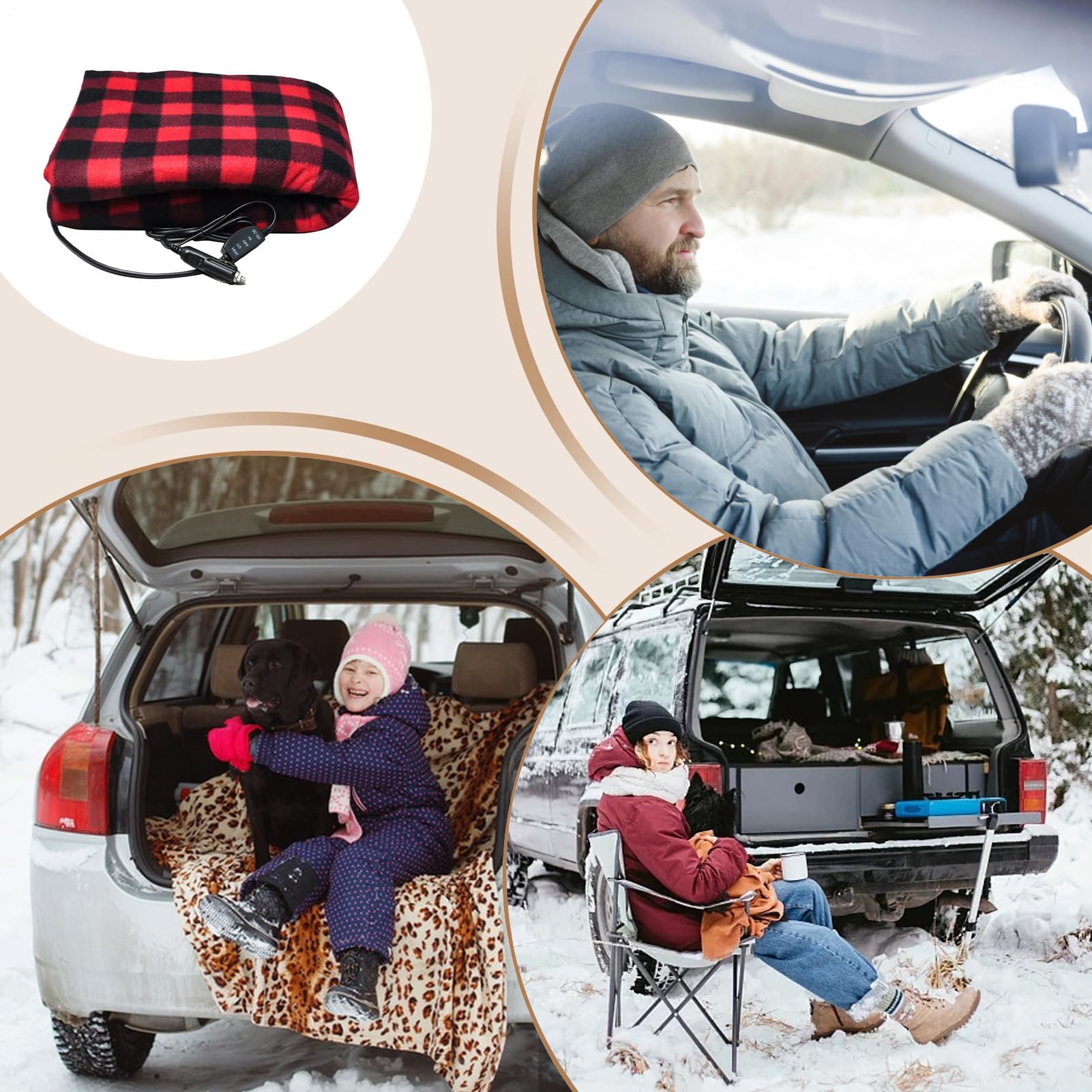 Couverture Chauffante Pour Voiture Réglable Et Doux Avec 3 Niveaux
